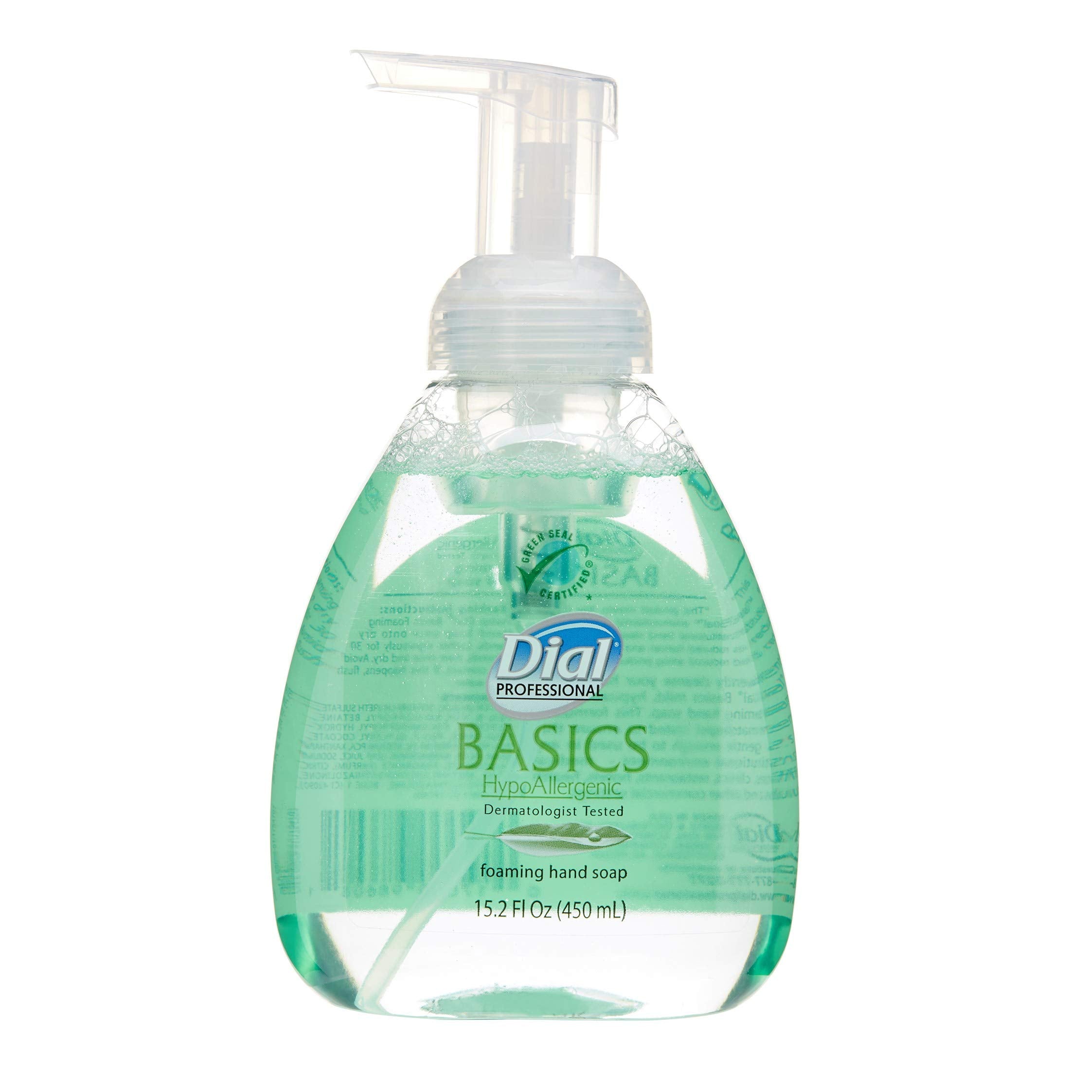 Dial Professional Basics Foaming Hand Soap, Honeysuckle, 15.2 Oz. Pump Bottle