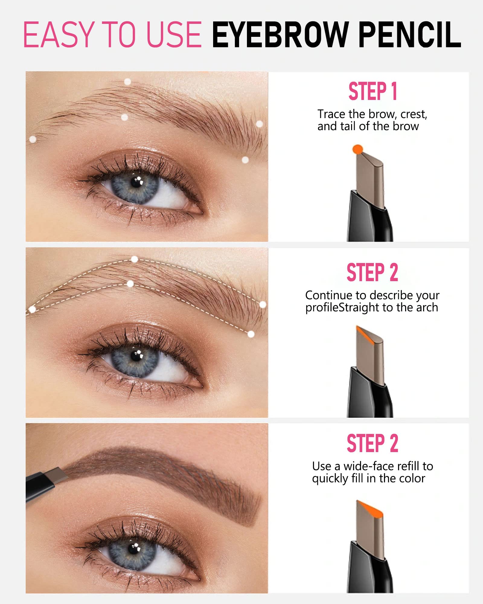 Yfulfill Eye Brow Pencils For Women Dark Brown Waterproof, Eyebrow Pencil Dark Brown Waterproof, Dark Brown Eyebrow Pencils For