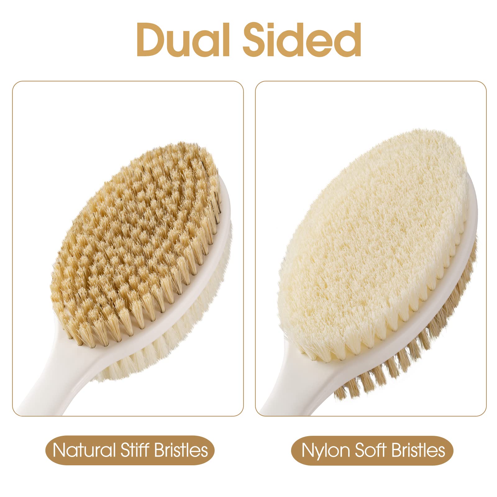 Back Scrubber Anti Slip For Shower,Back Brush Long Handle With Stiff And Soft Bristles,Body Exfoliator For Bath Or Dry Brush(Blu