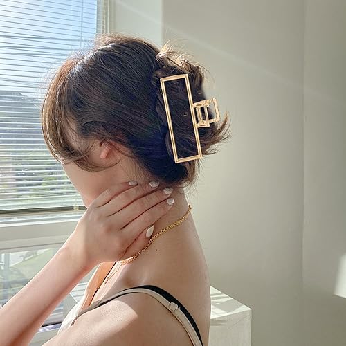 LUKACY 6 Pack Large Metal Hair Claw Clips - 4 Inch Gold Jaw Hair Accessories for Thick & Thin Hair, Strong Hold, Fashionable Styling