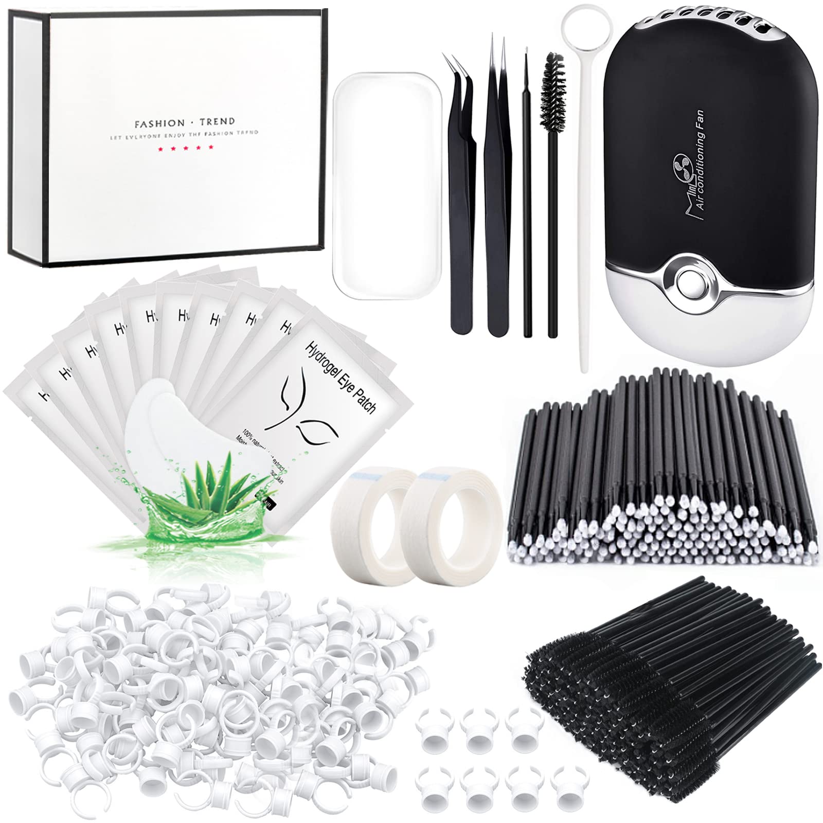 267 Pcs Eyelash Extension Supplies Lash Extension Kit Usb Air Conditioning Blower,Silicone Pad,Under Eye Gel Pads,Mini Makeup Mi