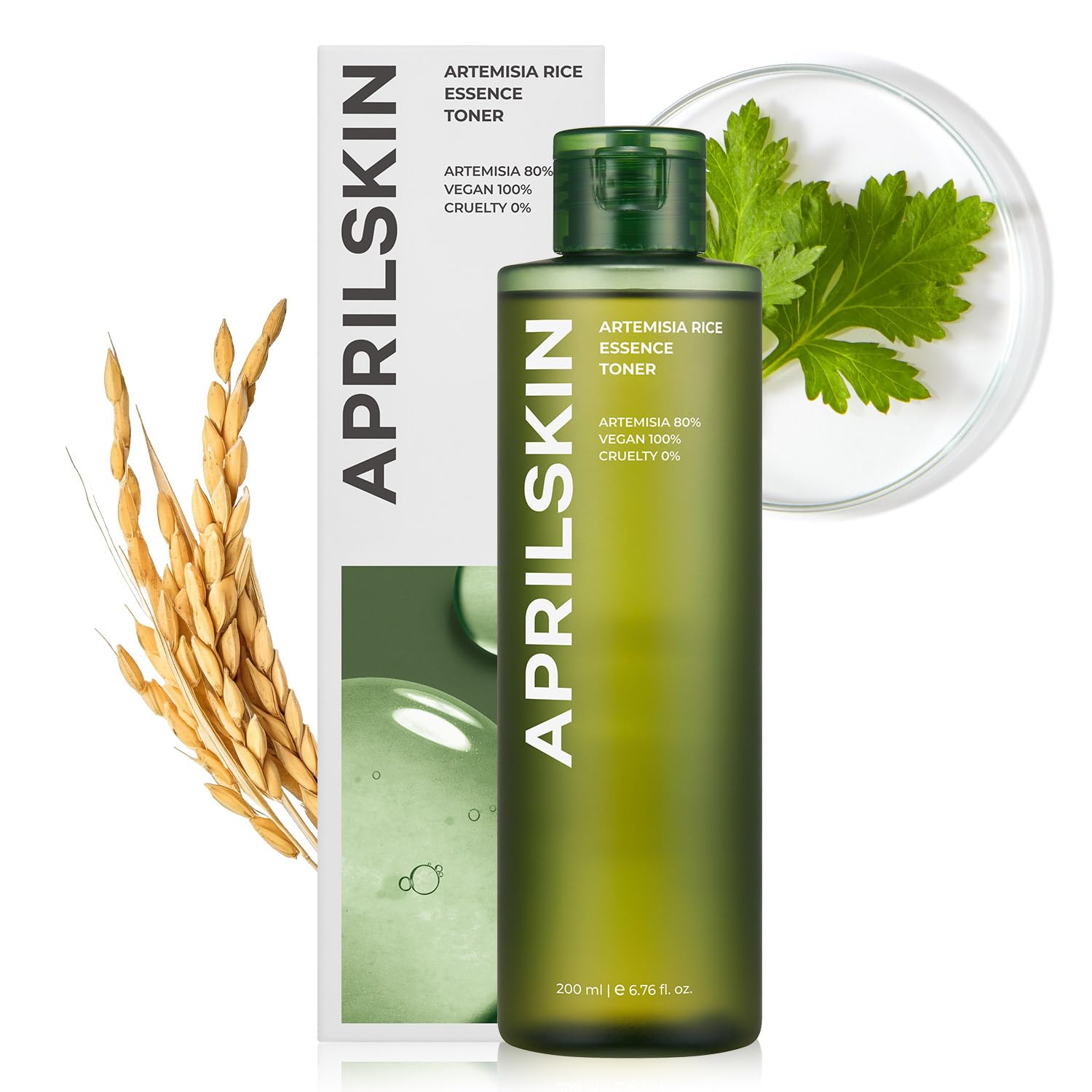 Aprilskin Artemisia Korean Rice Toner | 100% Korean Mugwort | Hydration Boost Facial Toner | Vegan, Cruelty Free, Low Ph, | No S