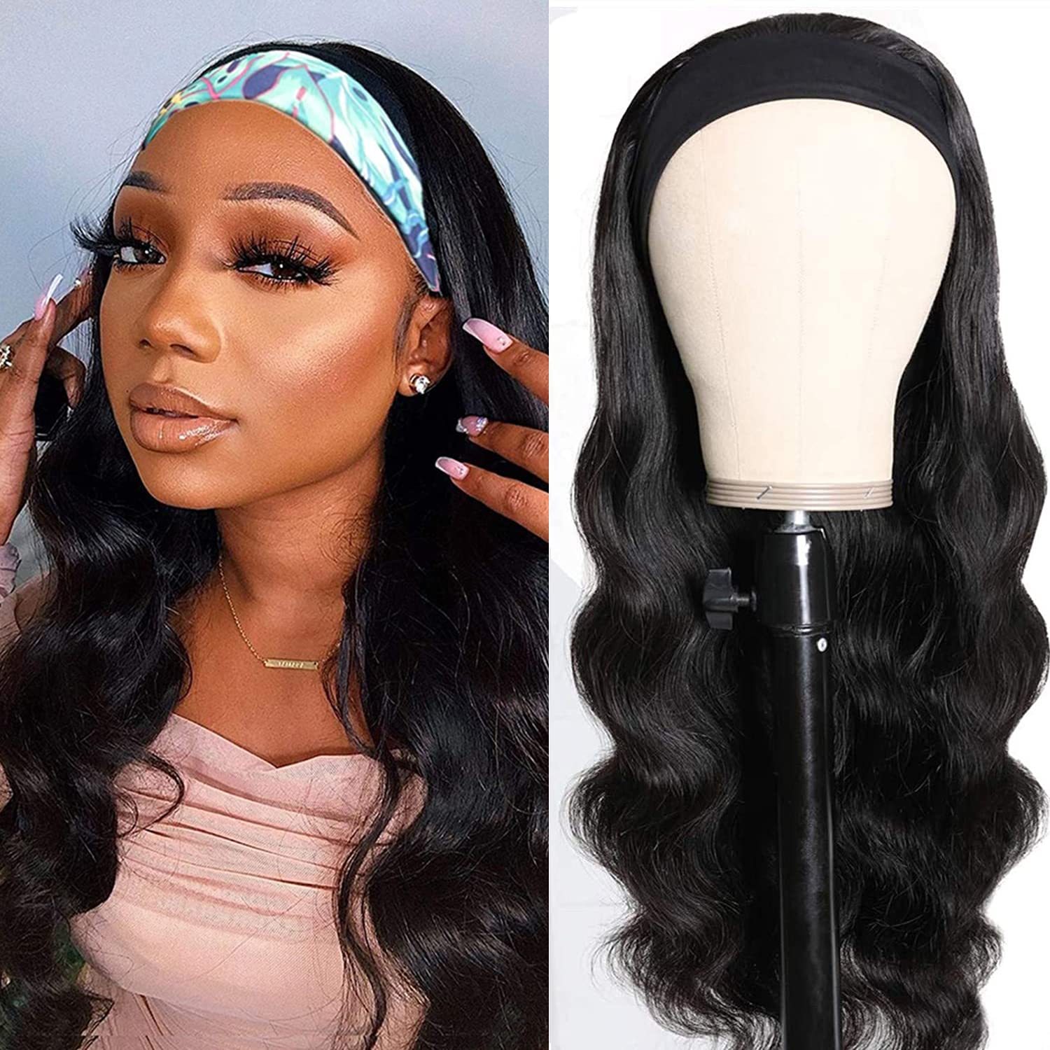 Headband Wig Human Hair Body Wave 16 Inch Glueless None Lace Front Wig Brazilian Virgin Hair Wear and Go Wigs for Black Women 15