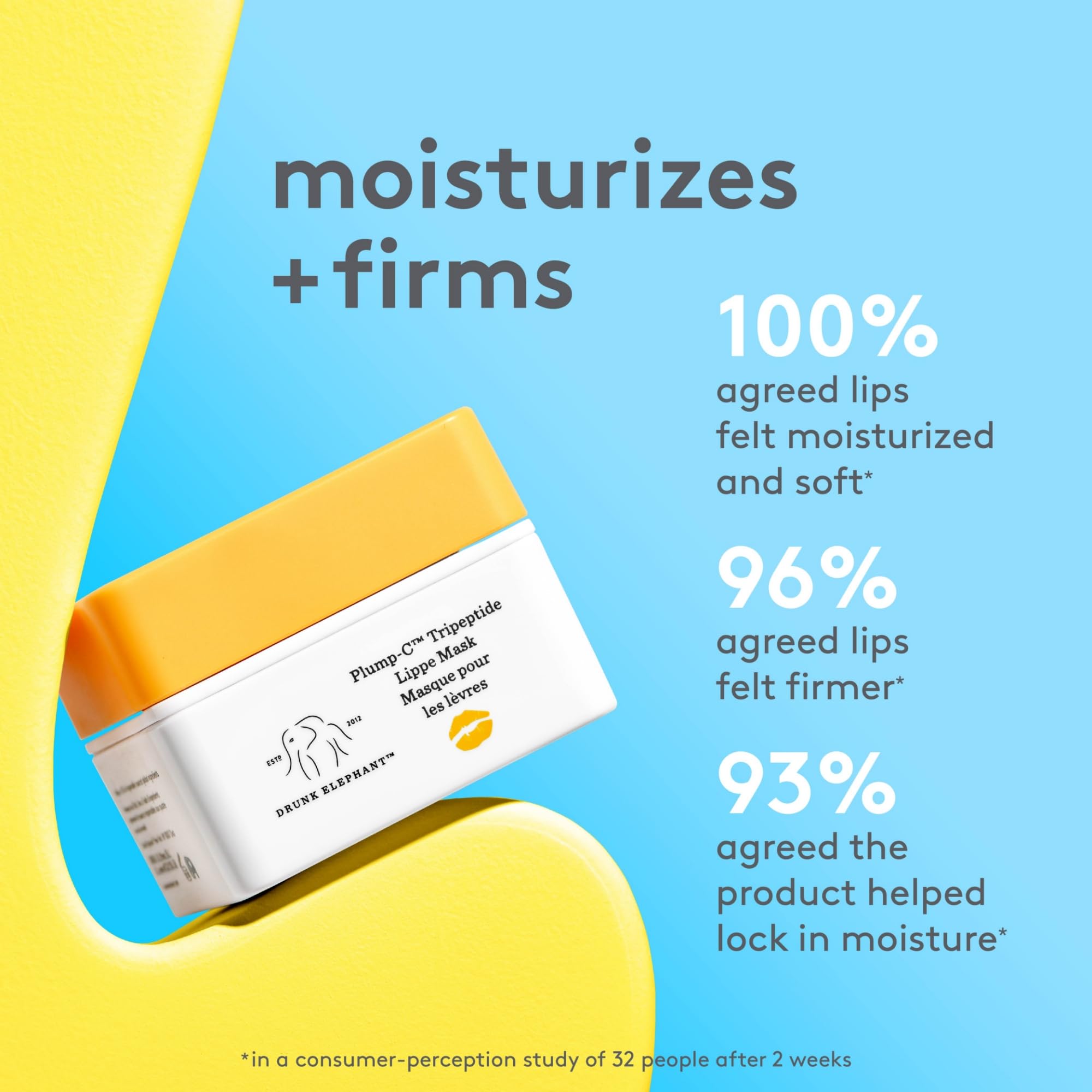 Drunk Elephant Plump-C Tripeptide Lippe Mask- 20 g/ 0.7oz - Clean Clinical Skincare - Cruelty-Free- Free of Essential Oils, Sili