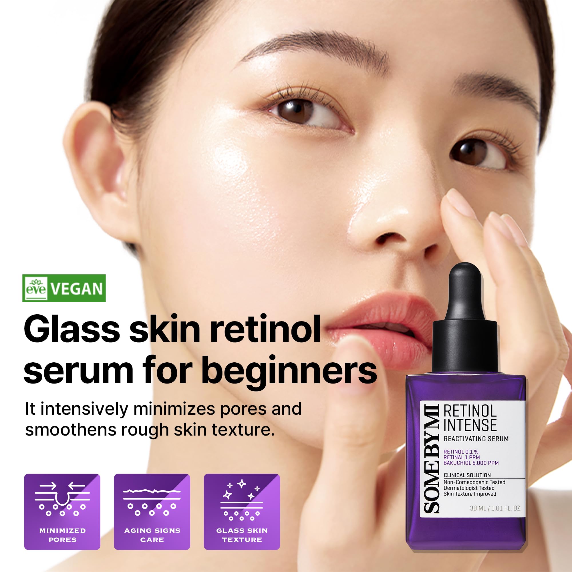 Some By Mi Retinol Intense Reactivating Serum - 1.69Oz, 50Ml - Mild Korean Retinol Serum For Post-Acne Mark - Bakuchiol Pore Min