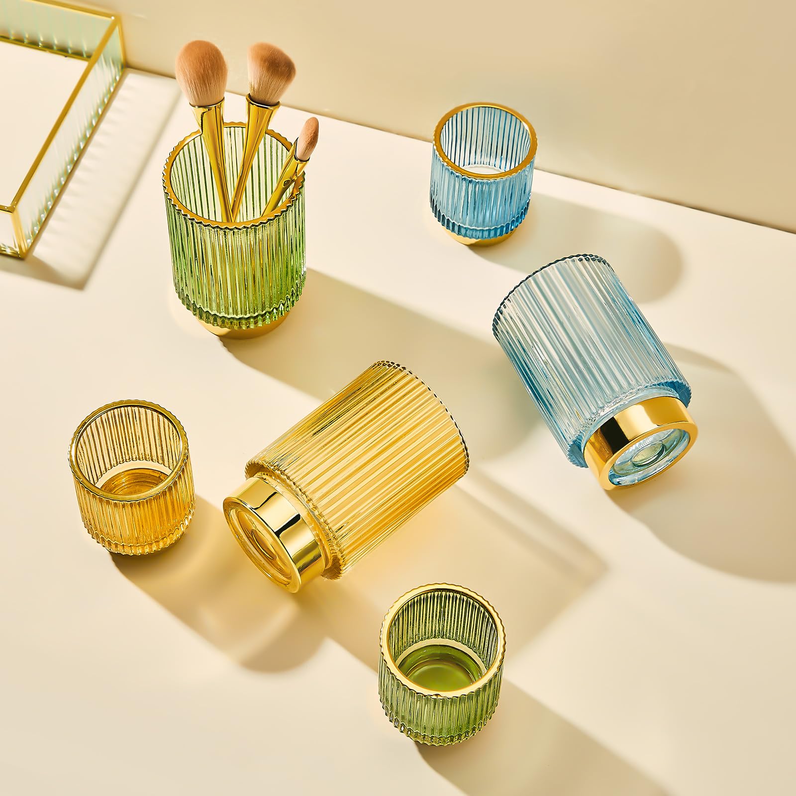 LEICURACE Makeup Brush Holder Toothbrush Holders Crystal Makeup Holder Small Makeup Organizer Retro Desktop Eyeliners Eyebrow Pe