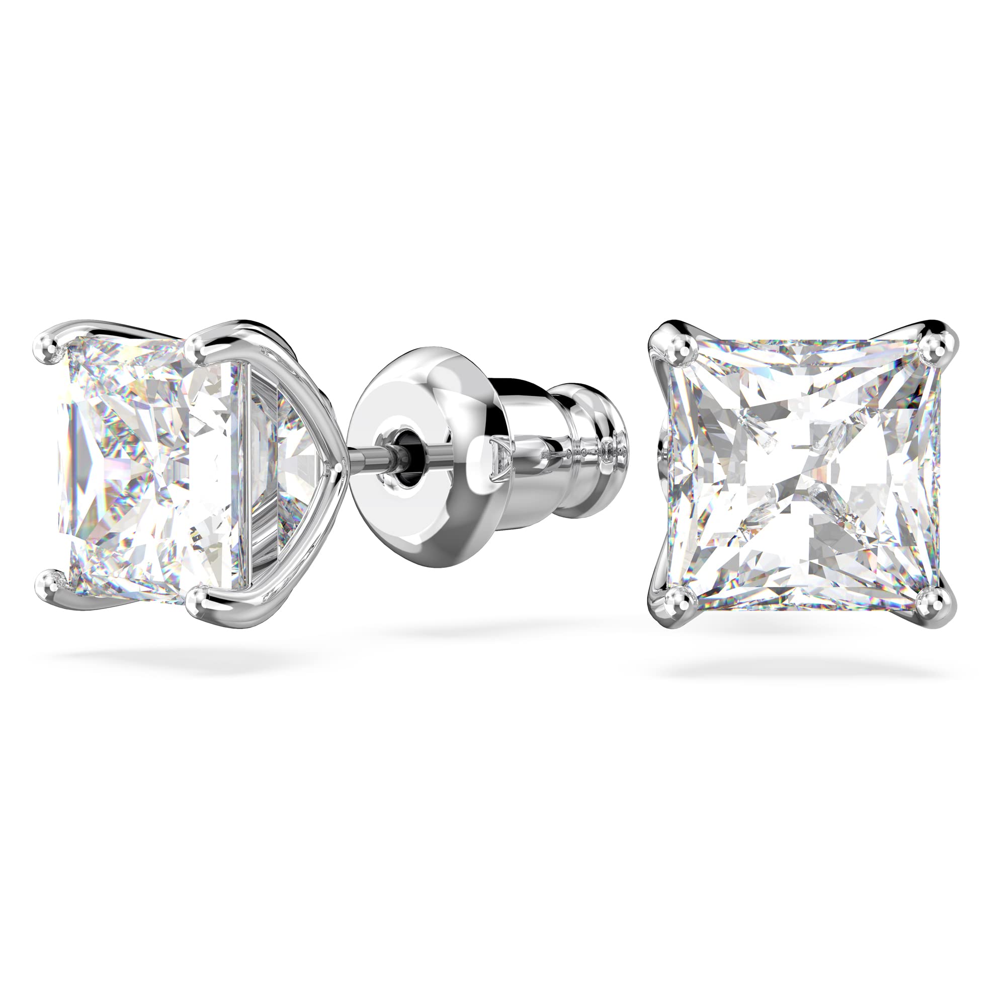 Swarovski Stilla Attract Rhodium Plated And Zirconia Studd Earrings 5430365 For Women