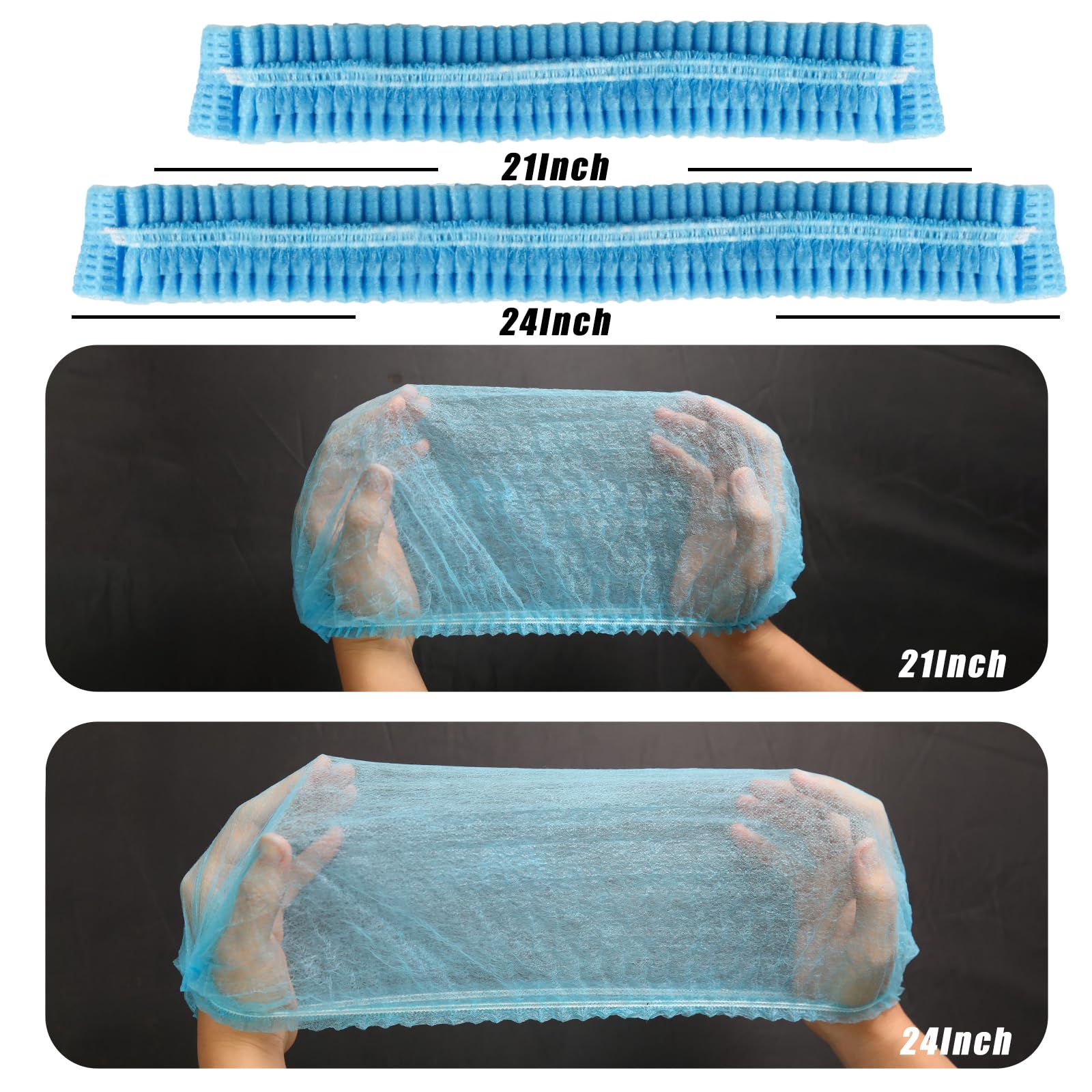 Smilco 100Pcs/Pack Blue Disposable Bouffant Caps,24Inches Hair Net, Elastic Dust Cap For Hair Nets Food Service, Non-Woven,Salon