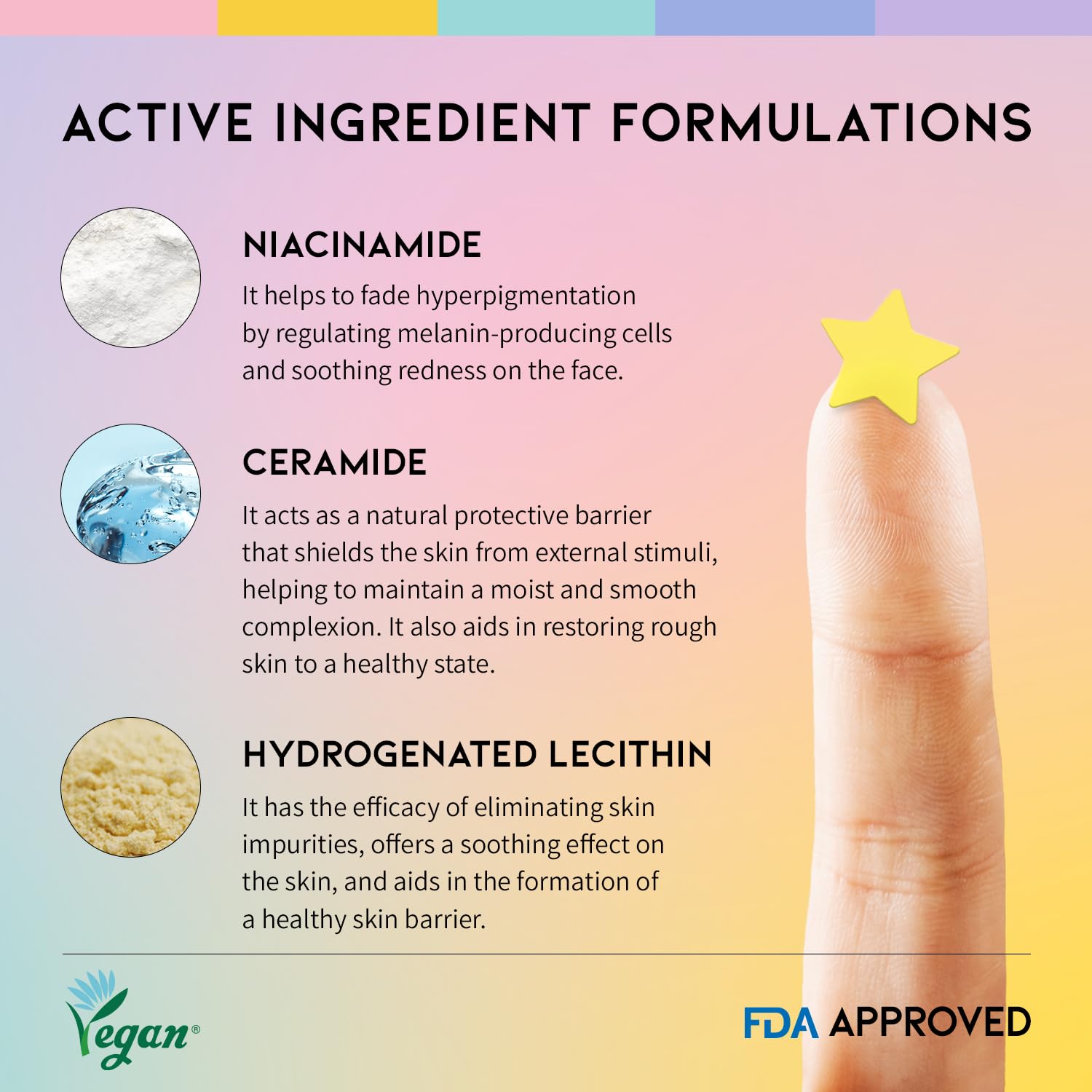 Star Spot Acne/Pimple Patch For Face, Hydrocolloid, Niacinamide, Ceramide, Cute Pastel Colors, Protecting & Healing, Prevent sca