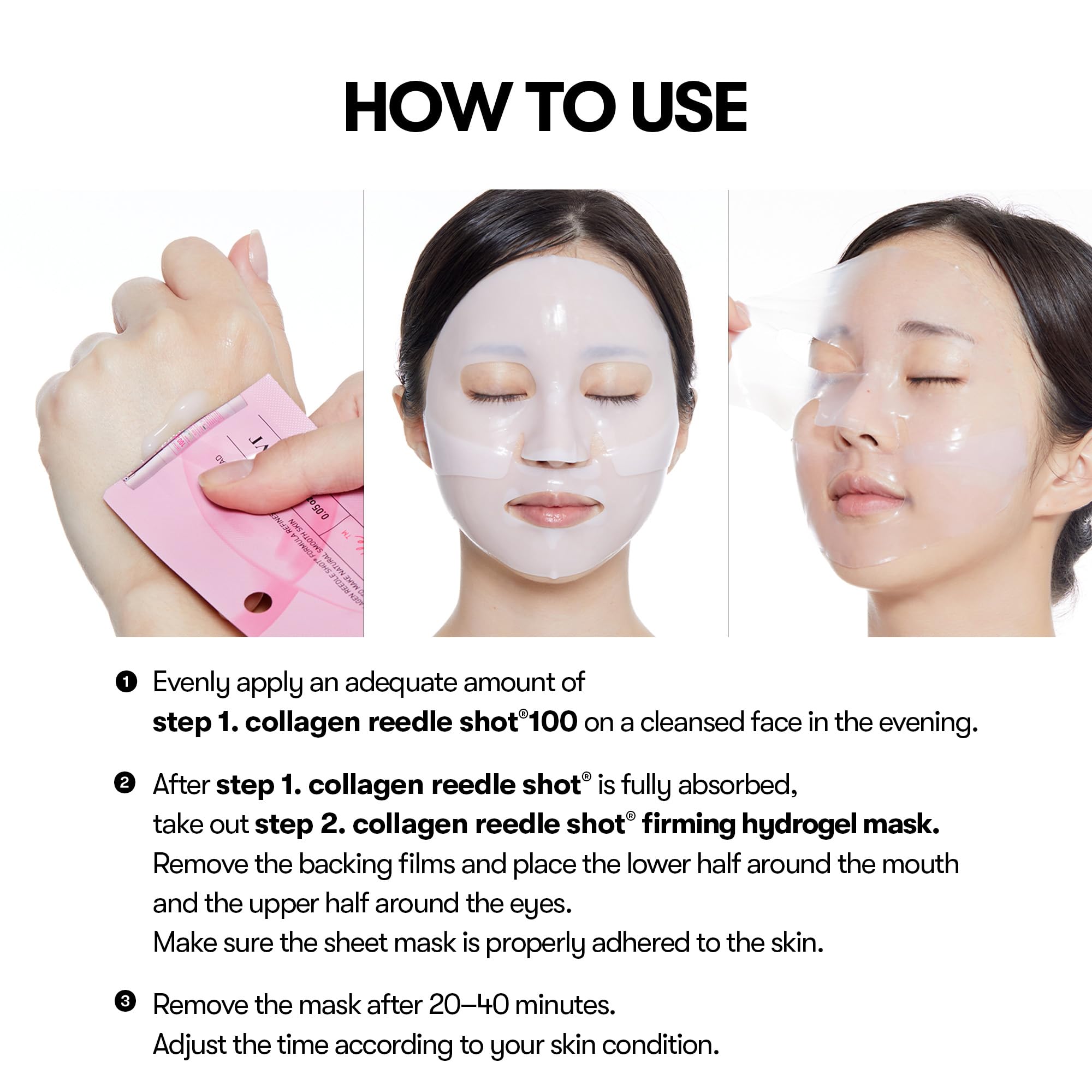 VT COSMETICS Collagen Reedle Shot 100 2-Step Hydrogel Mask, Intensive Firming, Exosome Collagen, Pack of 4, Korean Facial Mask