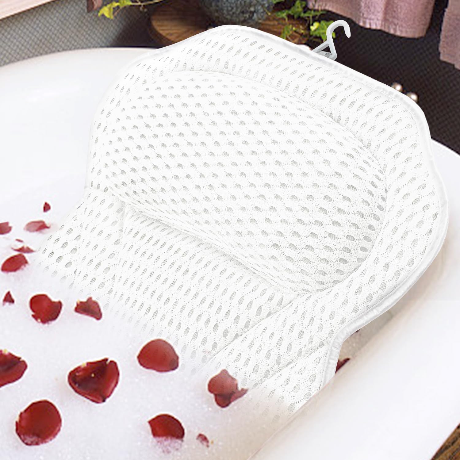 Bath Pillow Luxury Bathtub Pillow, 4D Bath Tub Pillows For Head, Neck And Back Support, Tub Pillow For Bathtub With 6 Non-Slip S