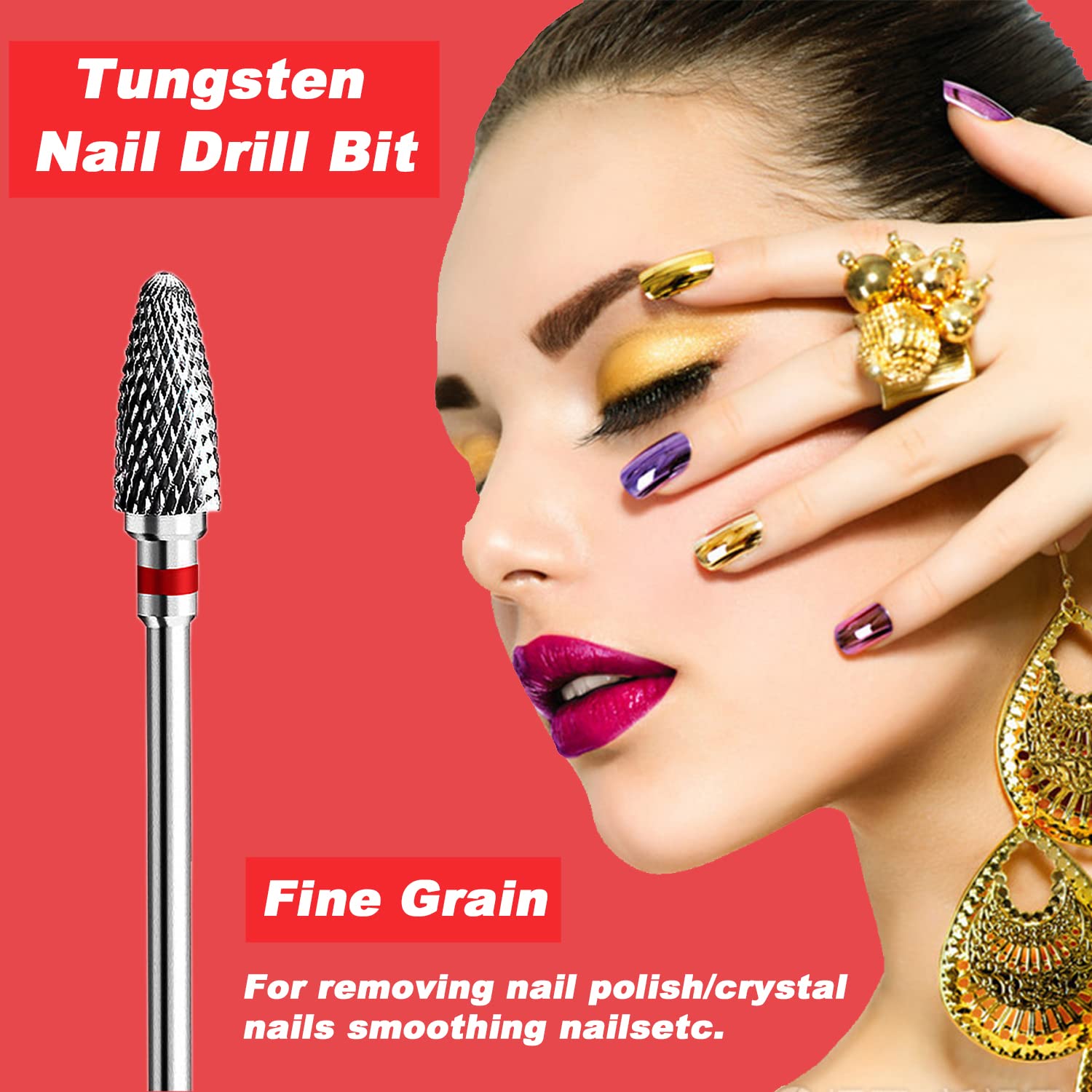 Fantexy 3/32'' Carbide Nail Drill Bit - Remove Acrylic Hard Gels Quickly And Safely,Professional Cone Tungsten Drill Bits Set Na