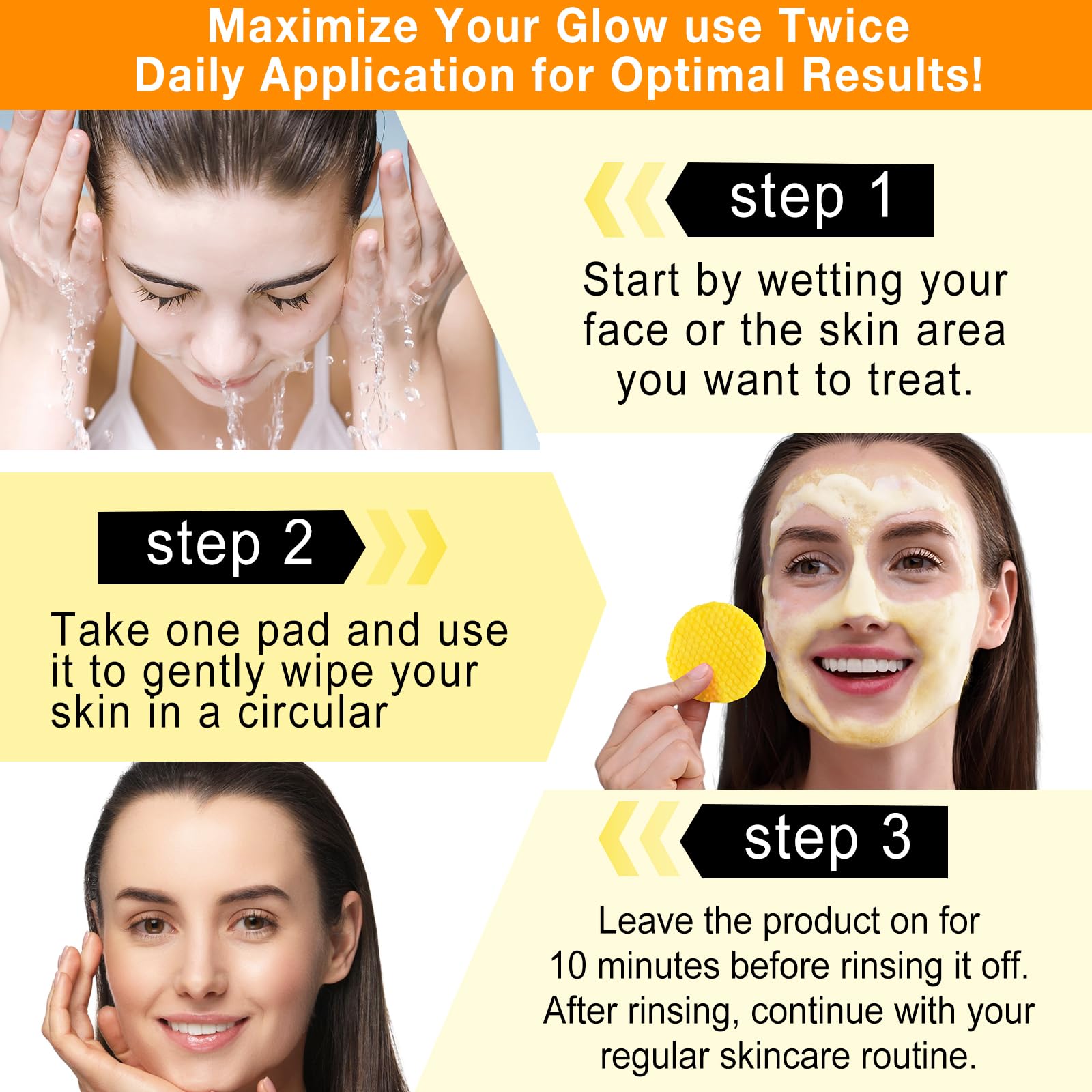 NIFEISHI Turmeric Kojic Acid Cleansing Pads - Exfoliating Face Scrub, 50 Count, Yellow