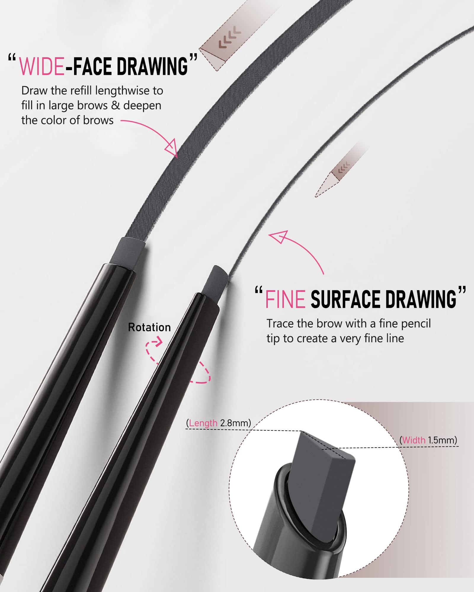 YFulfill Grey Eyebrow Pencil for Older Women, Waterproof, 1 Count, #4 Grey