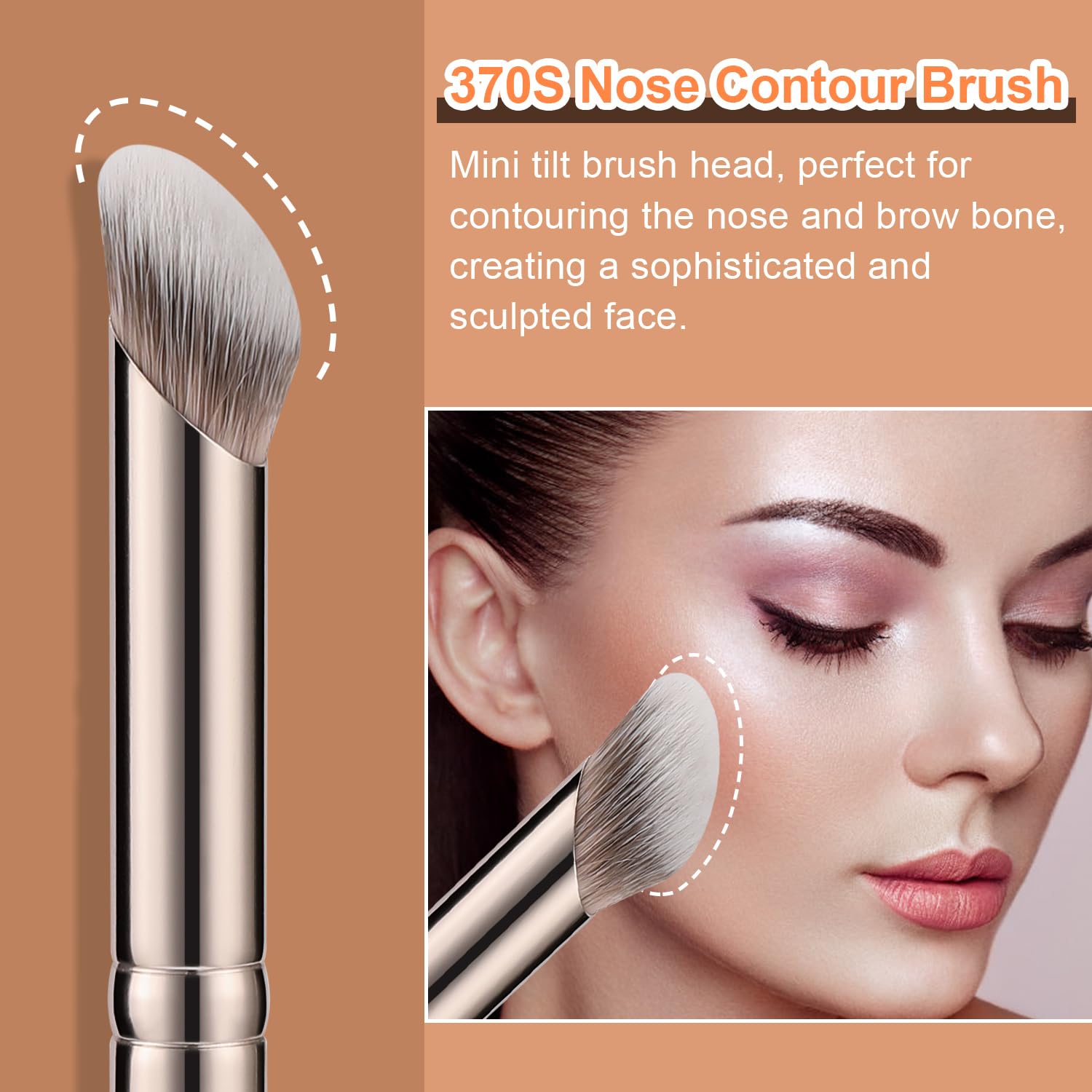 Teoyall Concealer Brush Set, Flat Top Blush Brush, Angled Nose Contour Brush Ultra-Thin Eyeliner Eyebrow Brush For Flawless Fini