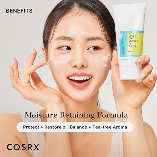 Cosrx Low Ph Good Morning Gel Cleanser, Daily Mild Face Cleanser For Sensitive Skin With Bha & Tea-Tree Oil, Ph Balancing, Anti