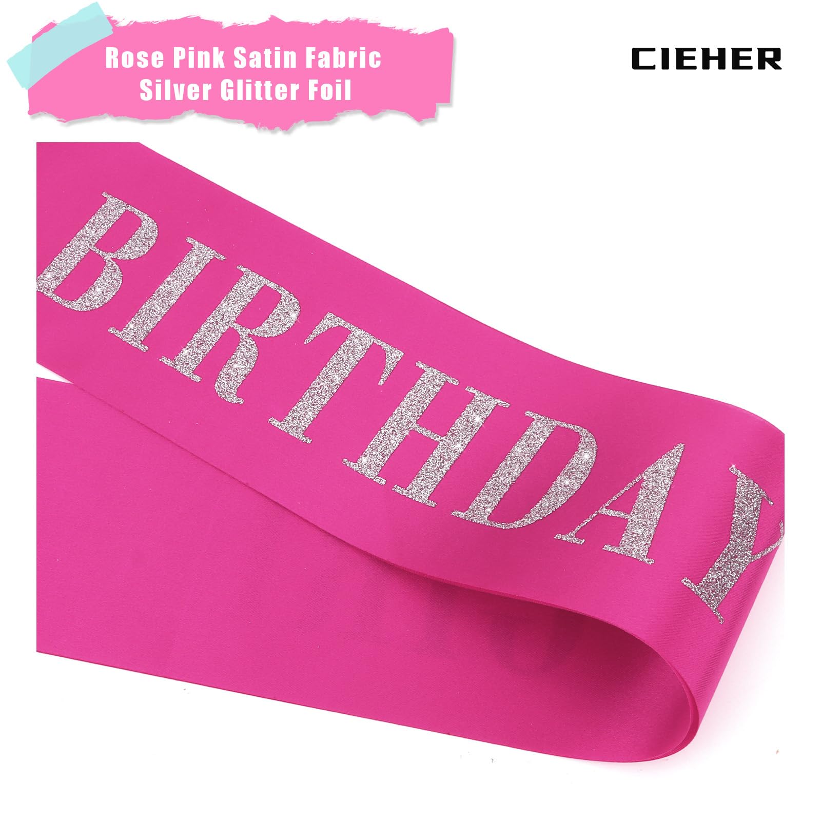 Cieher 67'' L X 3.6'' W Birthday Sash - Rose Pink Girl , Queen , Gifts And Decorations