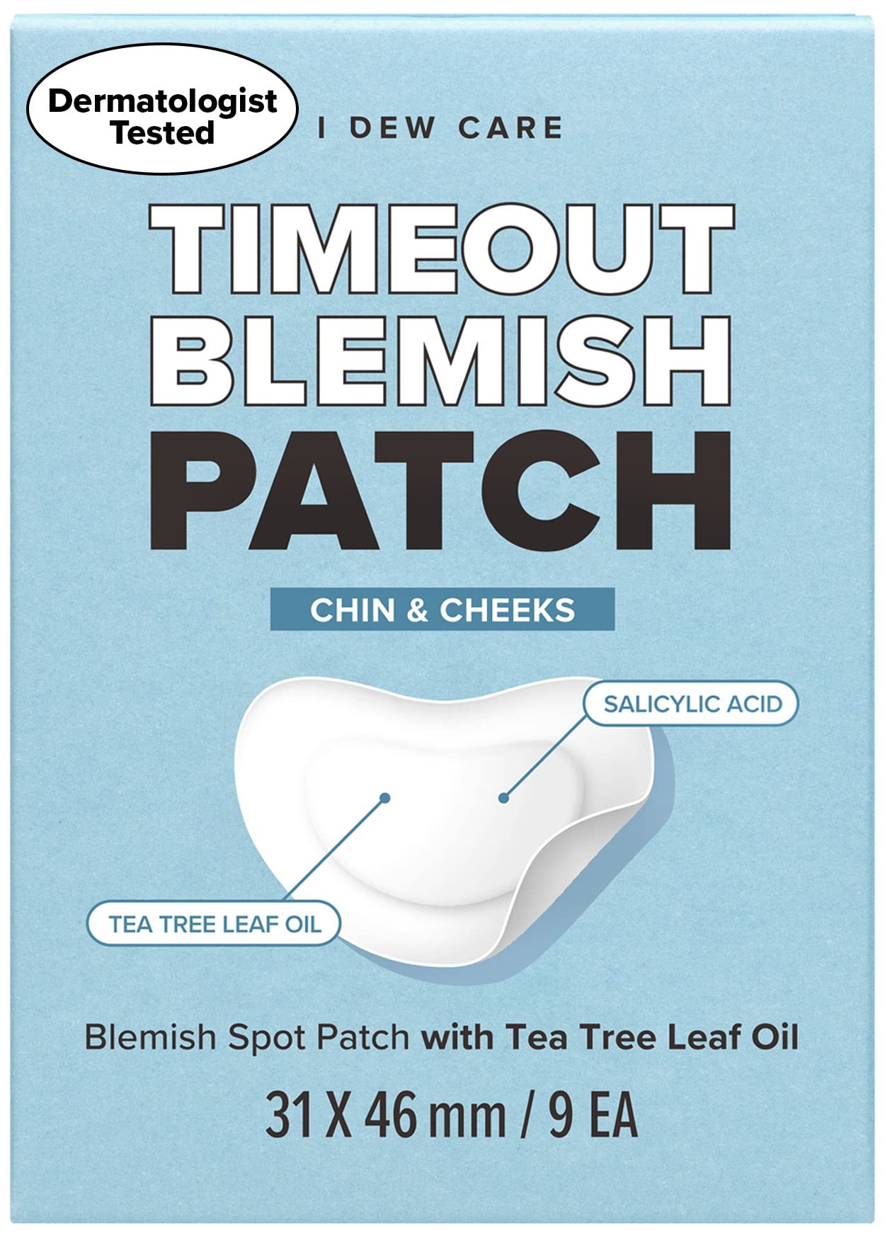 I Dew Care Hydrocolloid Acne Pimple Patch - Timeout Blemish Chin & Cheeks | Korean Zit Dark Spot Patches For Face And Skin, 9 Co