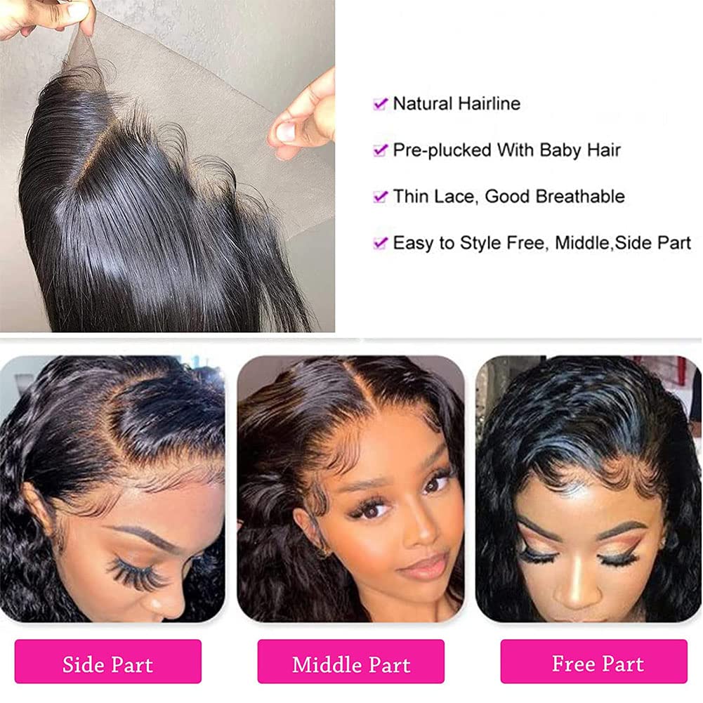 20 Inch 13x4 HD Lace Frontal Closure 100% Brazilian Virgin Human Hair Body Wave Ear to Ear Transparent Lace Frontal Pre Plucked