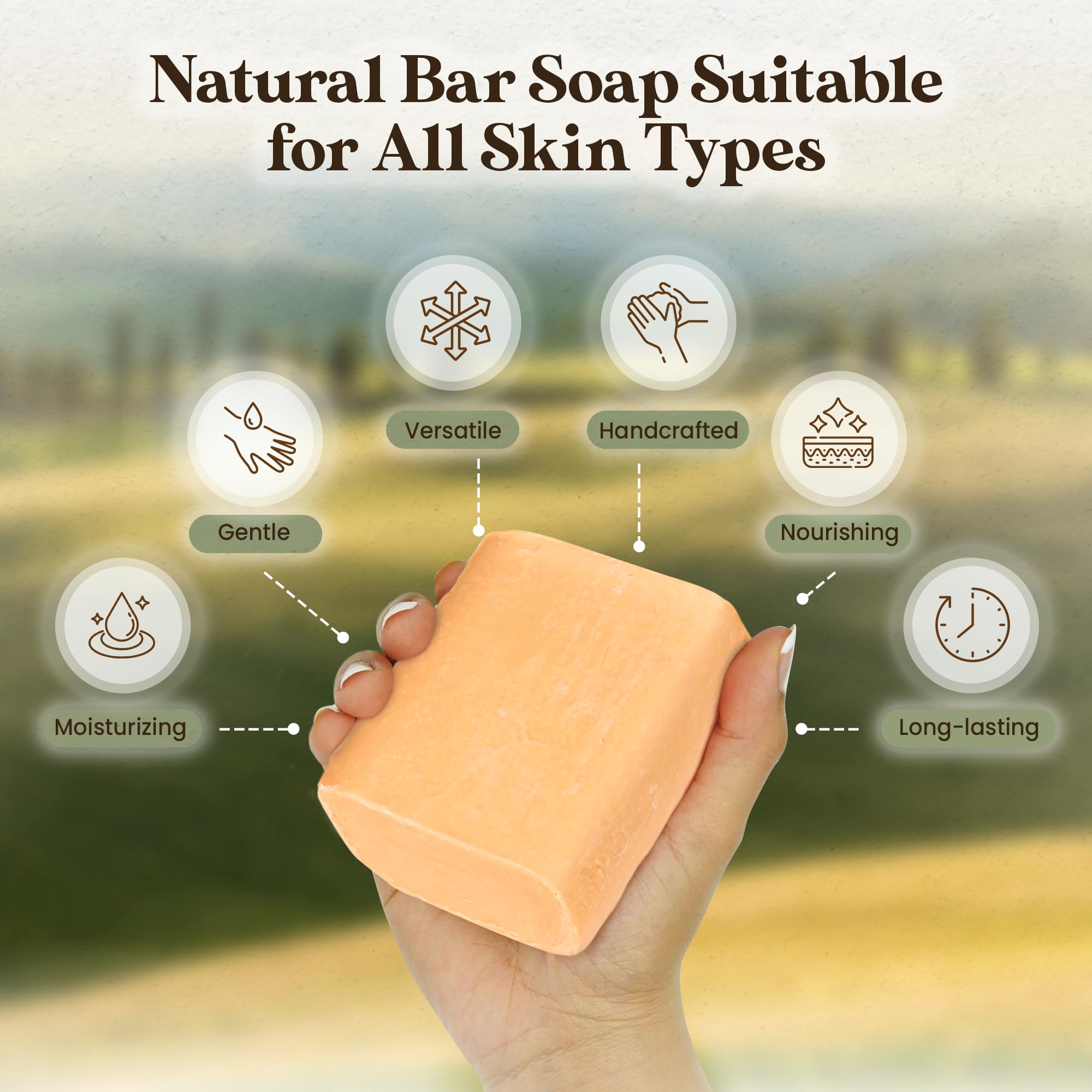 Amish Farms Natural Soap Bar (6 Bars) - Made in USA, Vegan, Clean Scent - Cold-Processed Soap Gifts for Men or Women and Sensiti