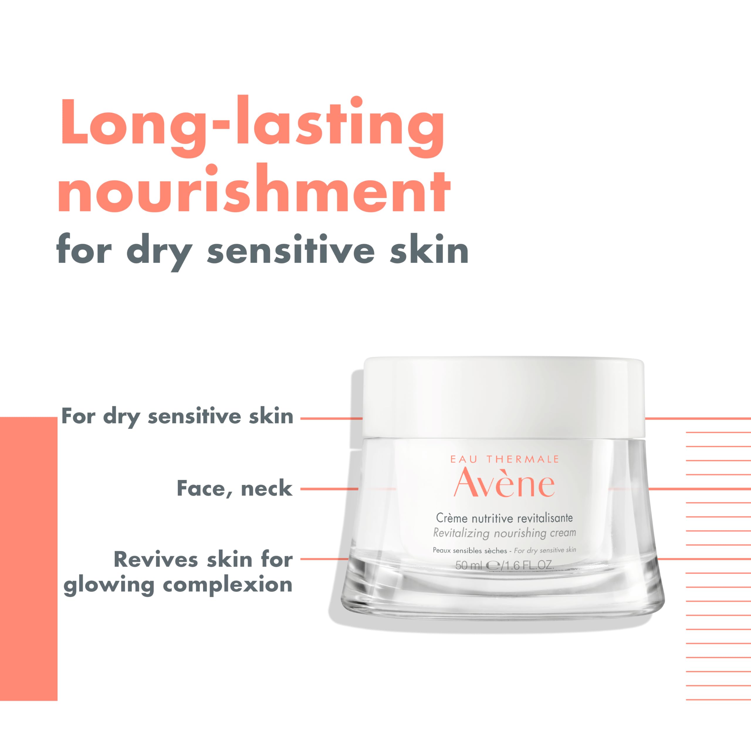 Eau Thermale Avne Revitalizing Nourishing Cream, Ultra Nourishing Face Moisturizer, Non-comedogenic 1.6 fl. oz.