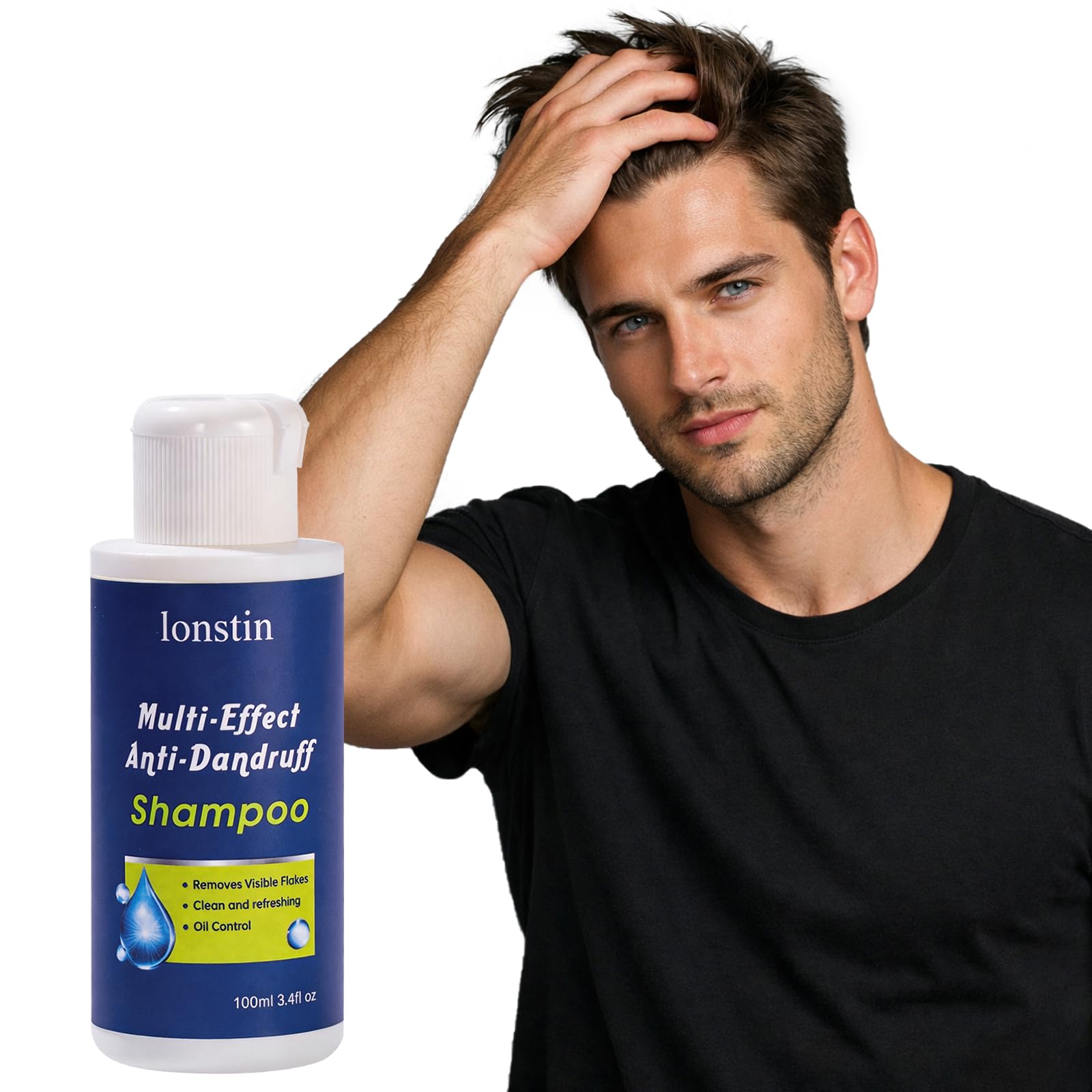 lonstin Anti Dandruff Shampoo for Men & Women, 100ml Travel Shampoo Refreshing Scalp Care for Dry Scalp & Oil Control Deep Clean