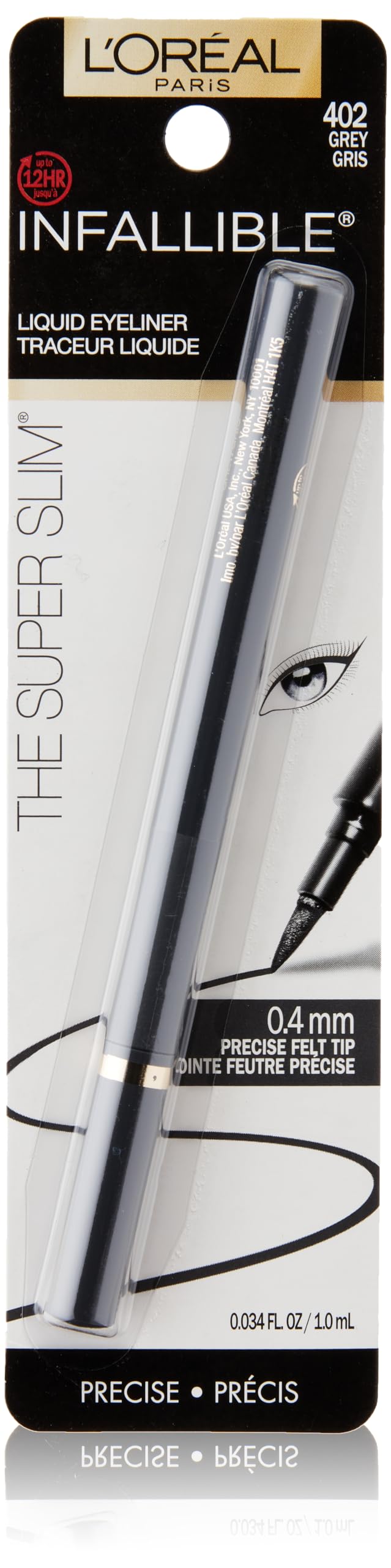 LOreal Paris Makeup Infallible Super Slim LongLasting Liquid Eyeliner, UltraFine Felt Tip, Quick Drying Formula, Glides on Sm