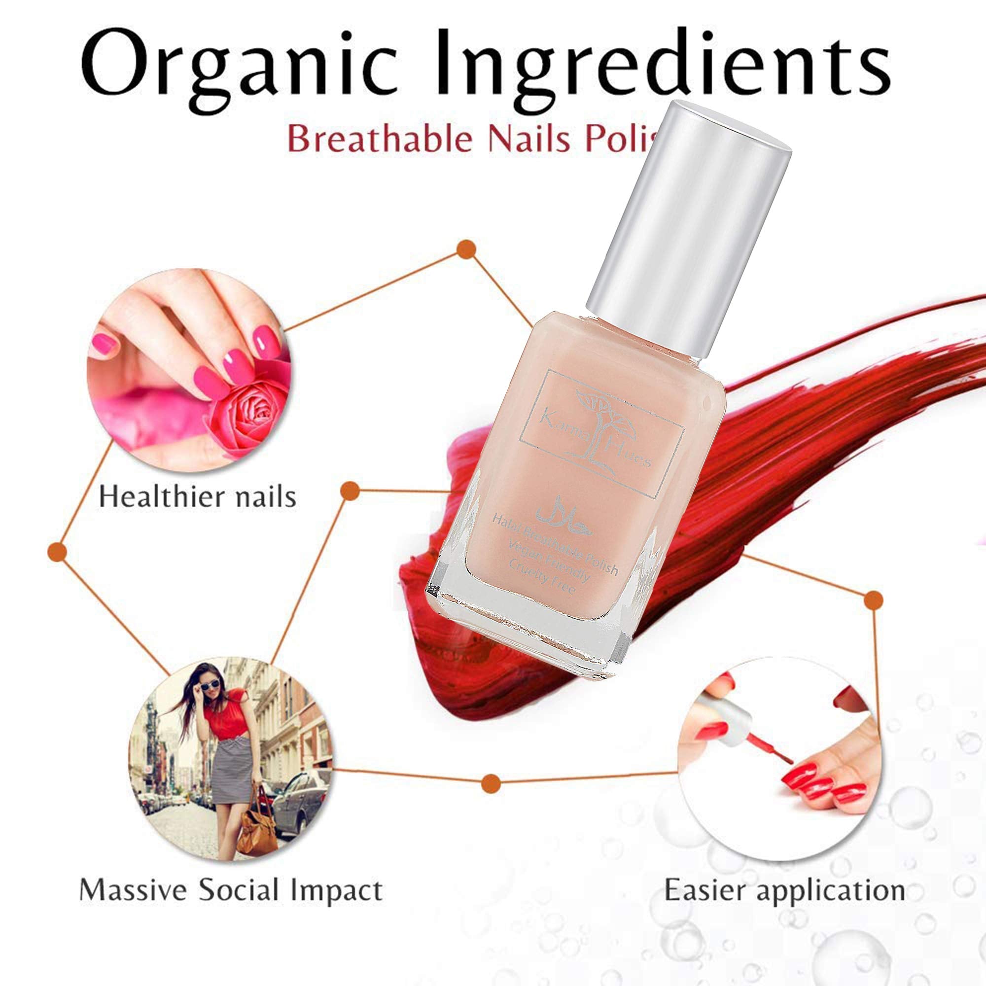 Karma Naturals Certified Halal Nail Polish - Breathable & Water Permeable, Wudu Friendly (Fawzia)