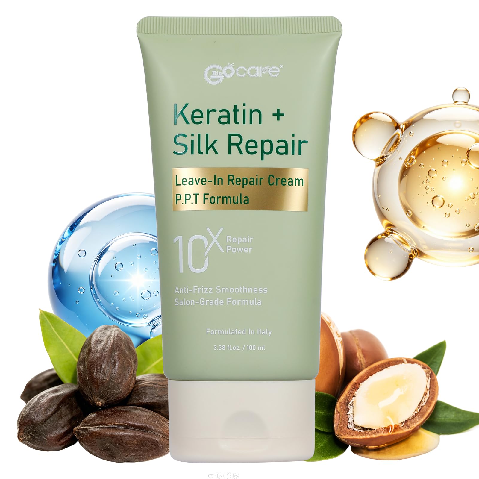 NUSPA Argan Oil Keratin Silk Leave In Conditioner Cream for Dry Damaged Hair, Deep Hydrating Hair Moisturizer, AntiFrizz & Smoo