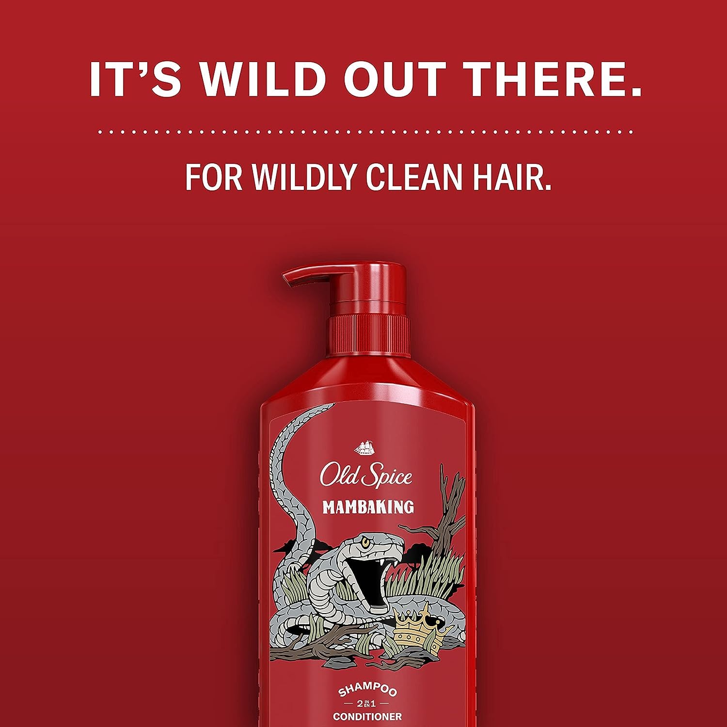 Old Spice Men's 2-in-1 Shampoo and Conditioner, MambaKing, Twin Pack, 43.8 Fl Oz