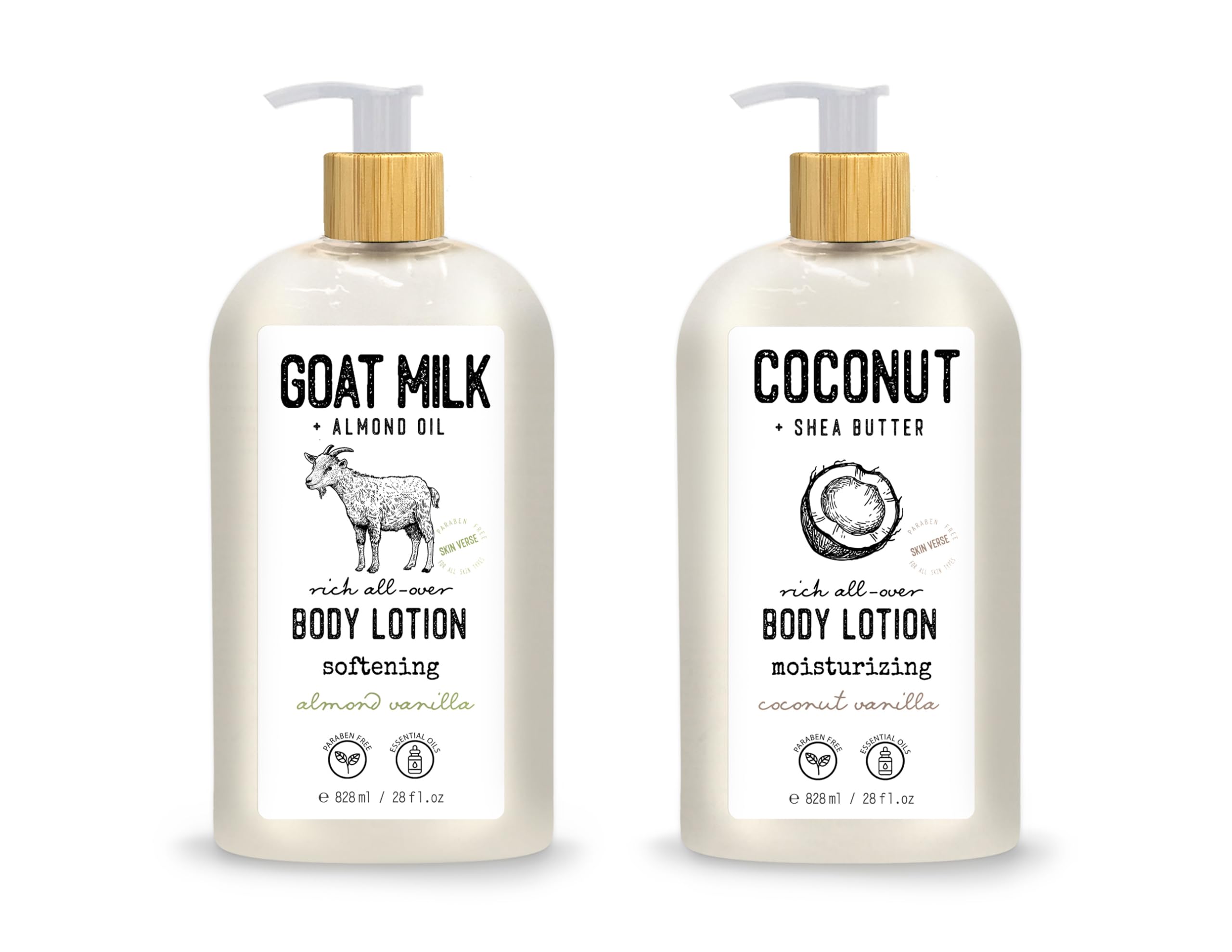 Skin Verse Body Lotion, Goat Milk, Almond Oil Body Lotion, Softening, Almond Vanilla, Coconut, Shea Butter Body Lotion, Moisturi