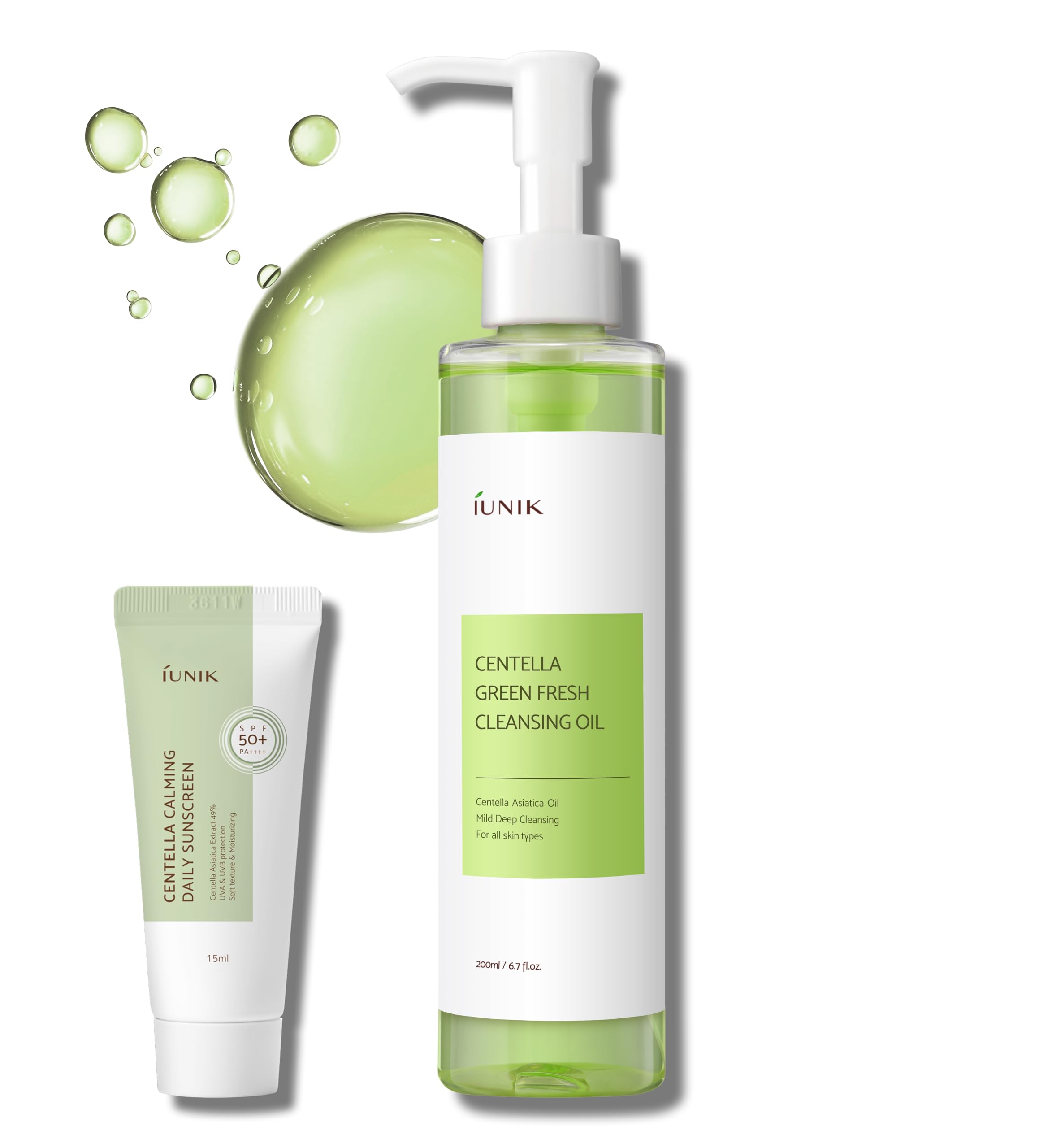 Iunik Centella Asiatica Cleansing Oil - Pore & Sebum Control Oil Cleanser | Makeup & Sunscreen Remover For Women & Men Dry Oily