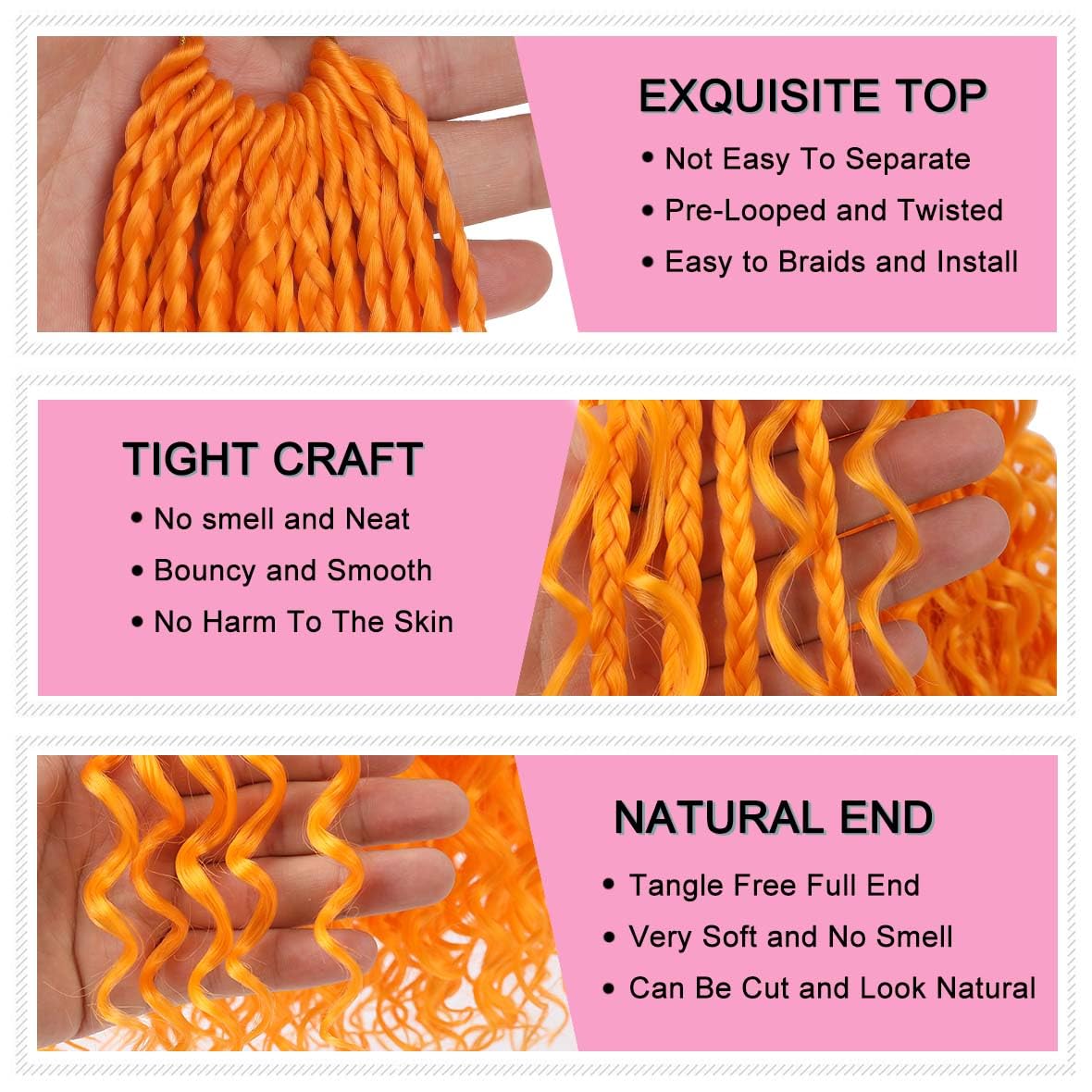 Cookoo 18 Inch Goddess Boho Box Braids Crochet Hair For Women 8 Packs Synthetic Bohemian Hippie Box Braids Crochet Hair With Cur