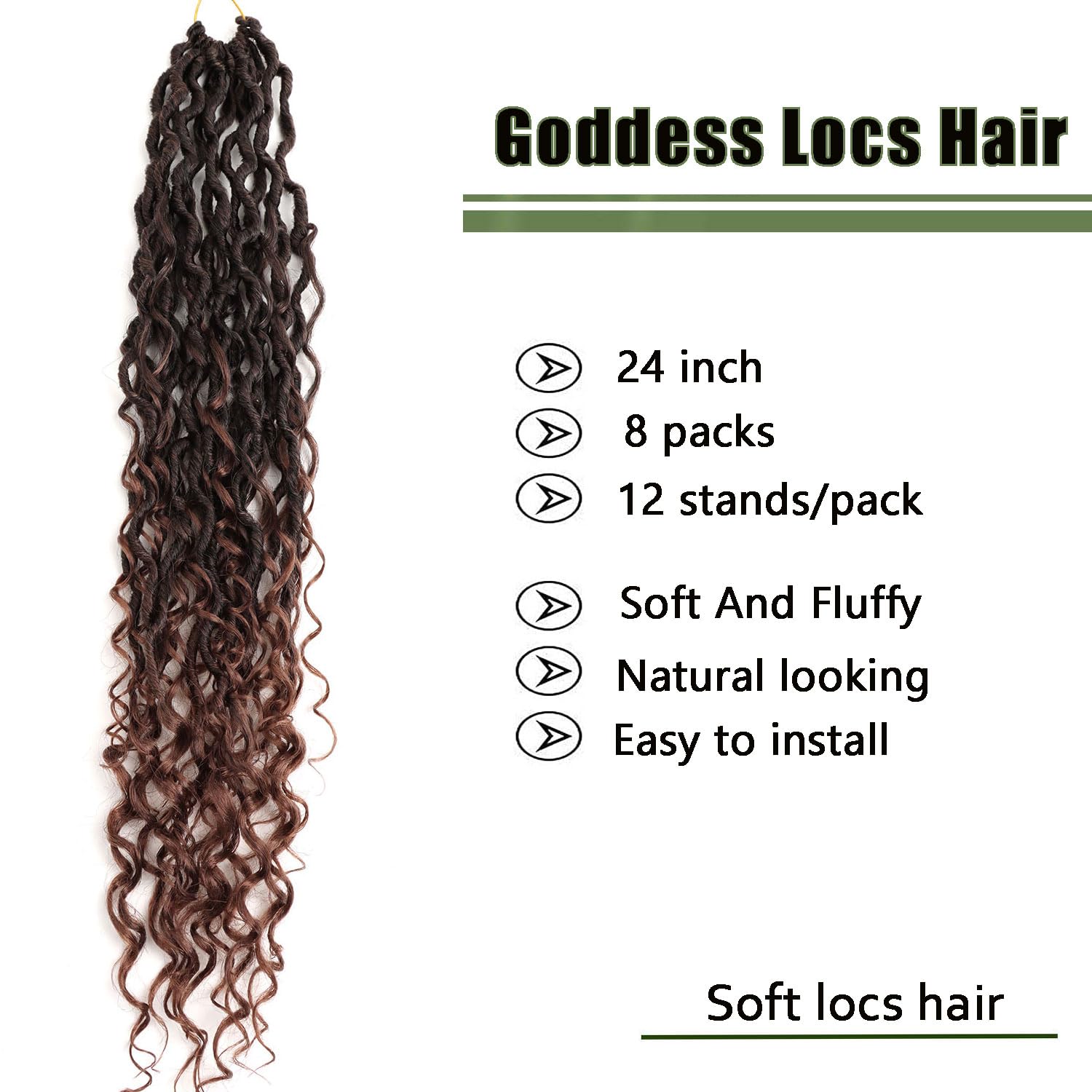 Lmzim 24 Inch Goddess Locs Crochet Hair 8 Packs Faux Locs With Curly End,Bohemian Locs Pre Looped Crochet Hair For Black Women 1