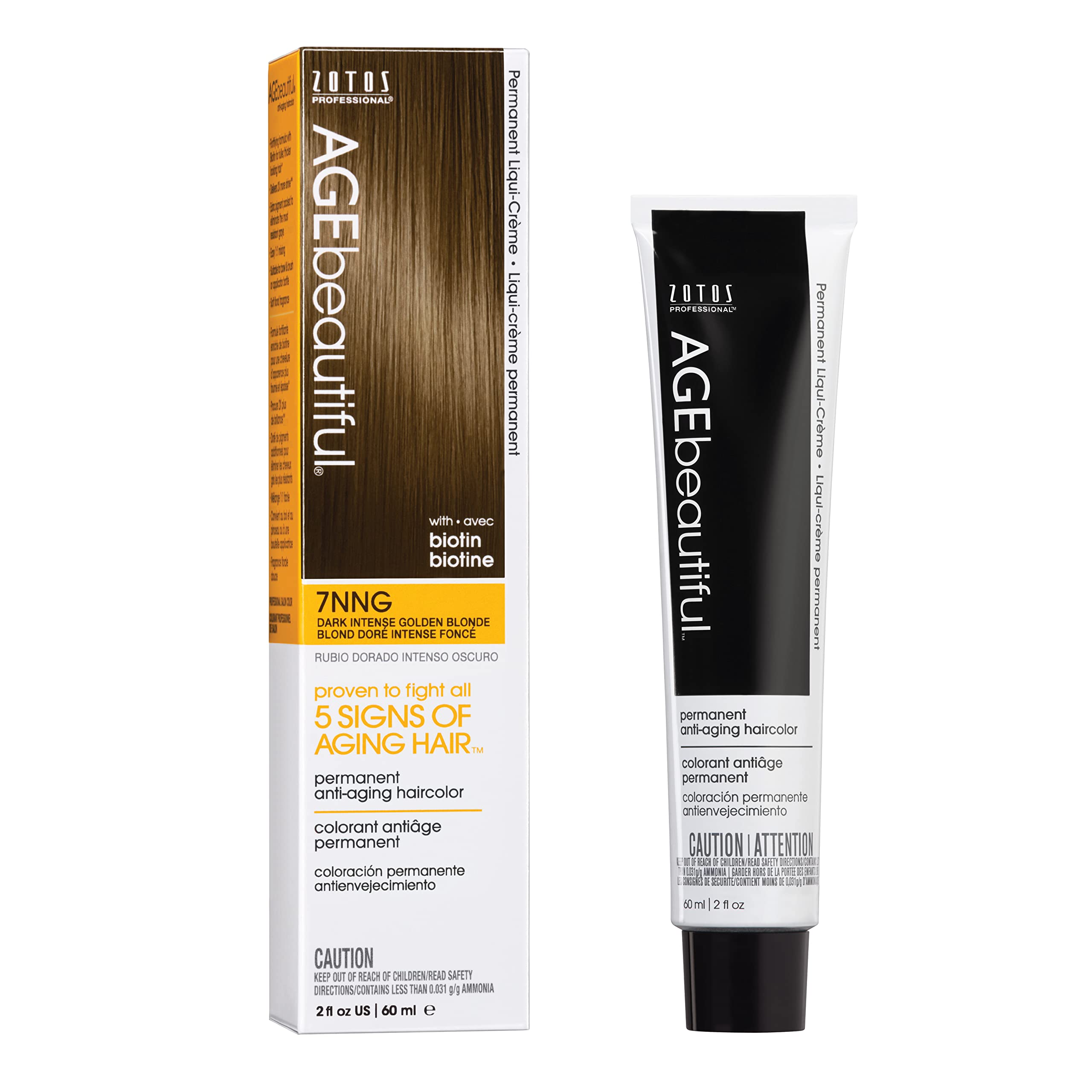 AGEbeautiful Permanent Liqui Creme Hair Color Dye | 100% Gray Coverage | Anti-Aging | Professional Salon Coloring | 7NNG Dark In