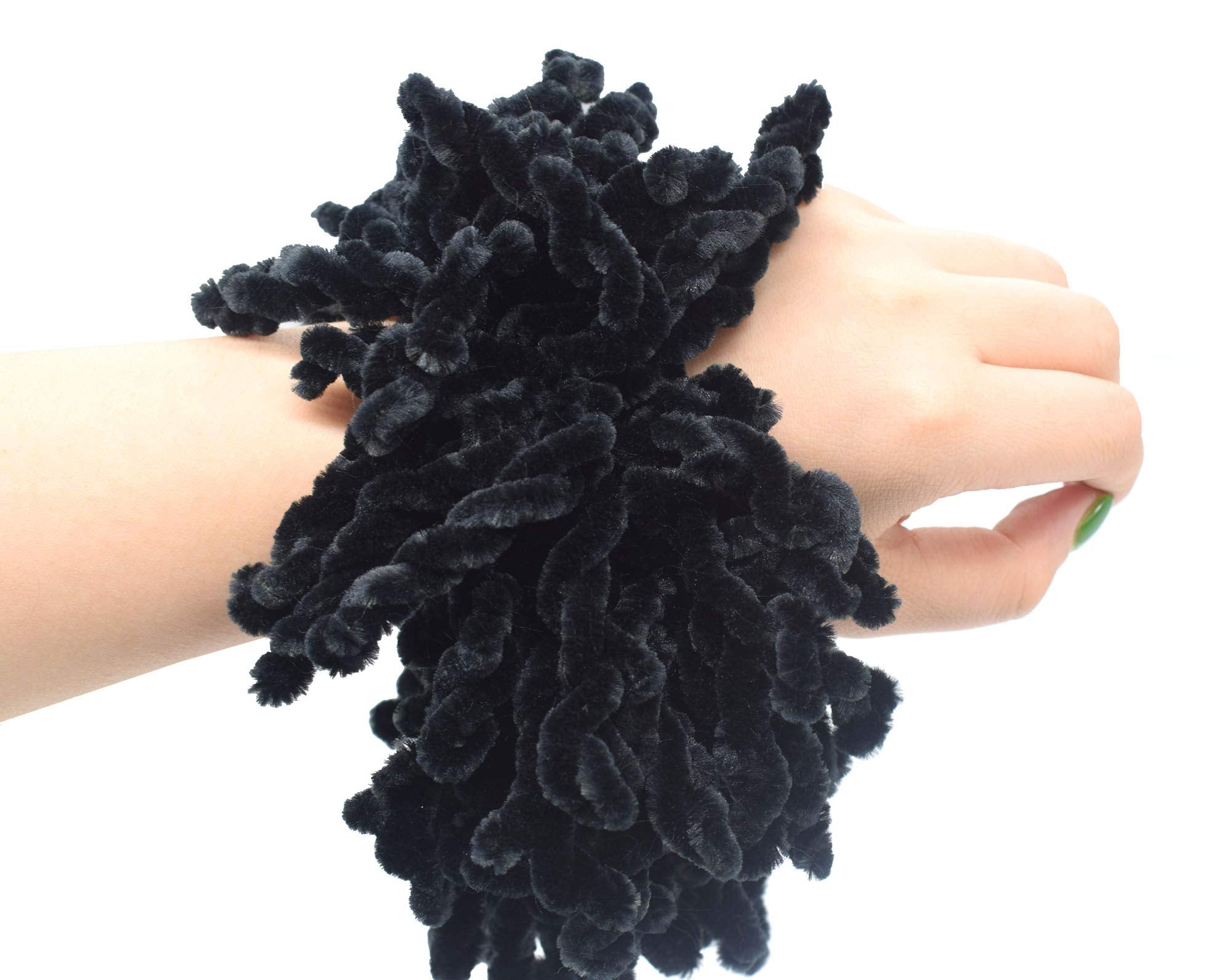 AUEAR, 2 Pack Scrunchie Headwear Hair Tie Ring Plain Big Hairband (Black)