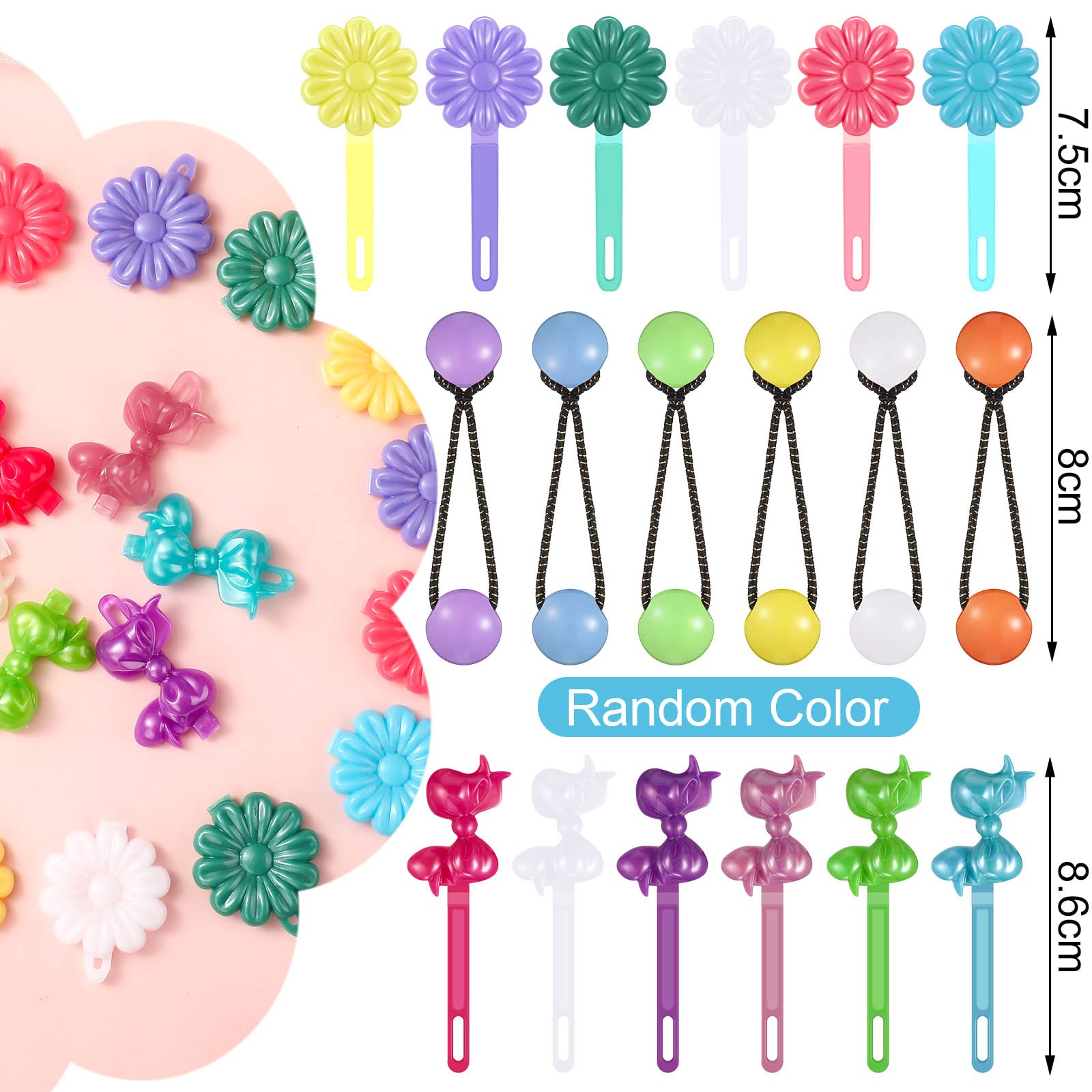 100 Pcs Hair Barrettes With Flower, Bow & Cartoon Designs - Self-Hinge Plastic Pins For Baby Girls, Toddlers (Cool)