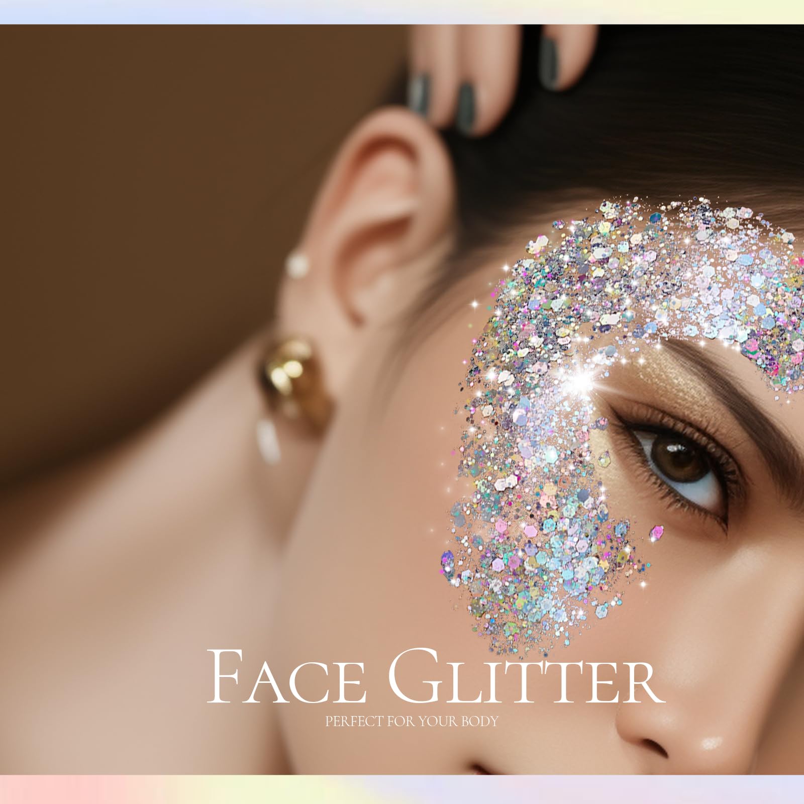 Teenitor Body Glitter, Silver Glitter, Body Glitter Gel, Hair Glitter, Face Glitter, Silver Glitter Gel for Face, Makeup, Hair,
