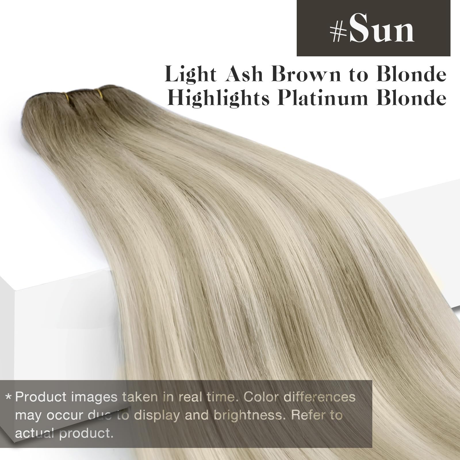 Sunny Weft Hair Extensions Ombre Real Human Hair Extensions Sew in Blonde Weft Hair Extensions Human Hair Ash Blonde Roots Ombre