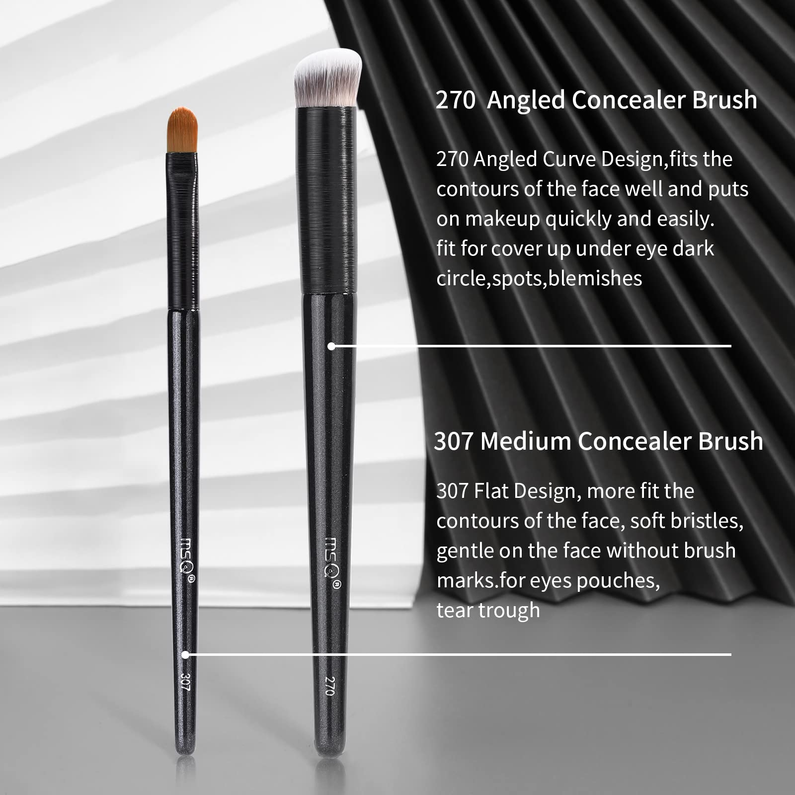 Msq 2Pcs Concealer Brush Angled Top Concealer Makeup Brush Under Eye Mini Angled Brush Nose Contour Brush Small Makeup Foundatio
