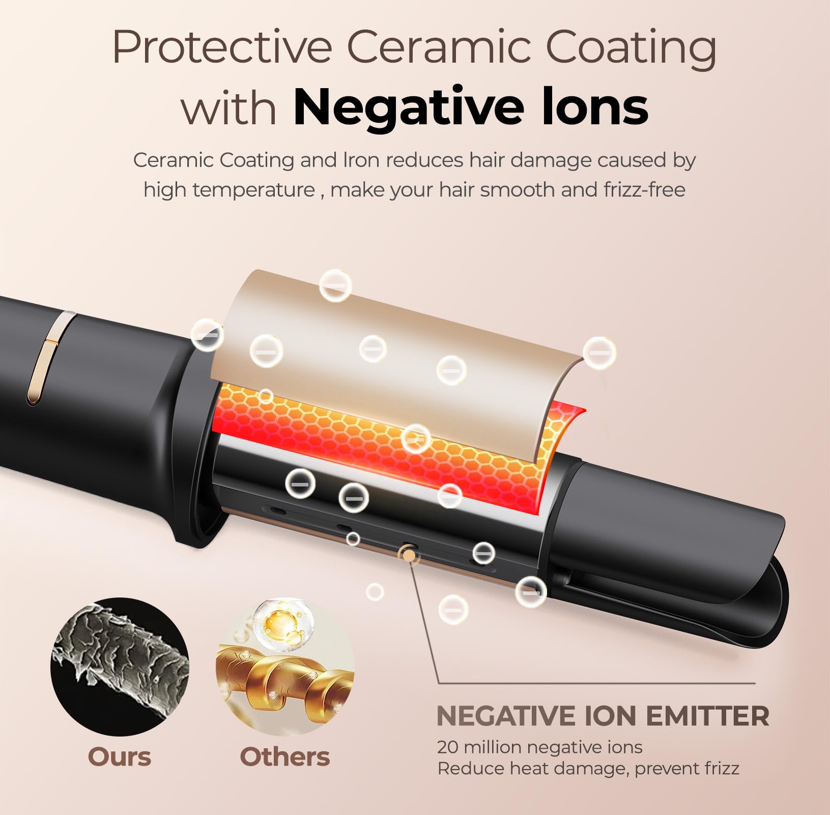 Automatic Curling Iron 1 1/4 Inch, Rotating Ionic Hair Curler Wand With 3 Temperatures, Anti-Scald, Auto Shut-Off Spin Iron For