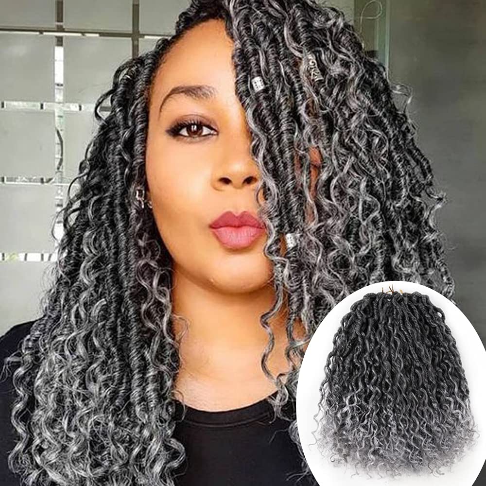 6 Packs New Goddess Curly Locs Crochet Hair 14 Inch Curly Crochet Hair Faux Locs Crochet Hair Boho Hippie Locs River locs Synthe