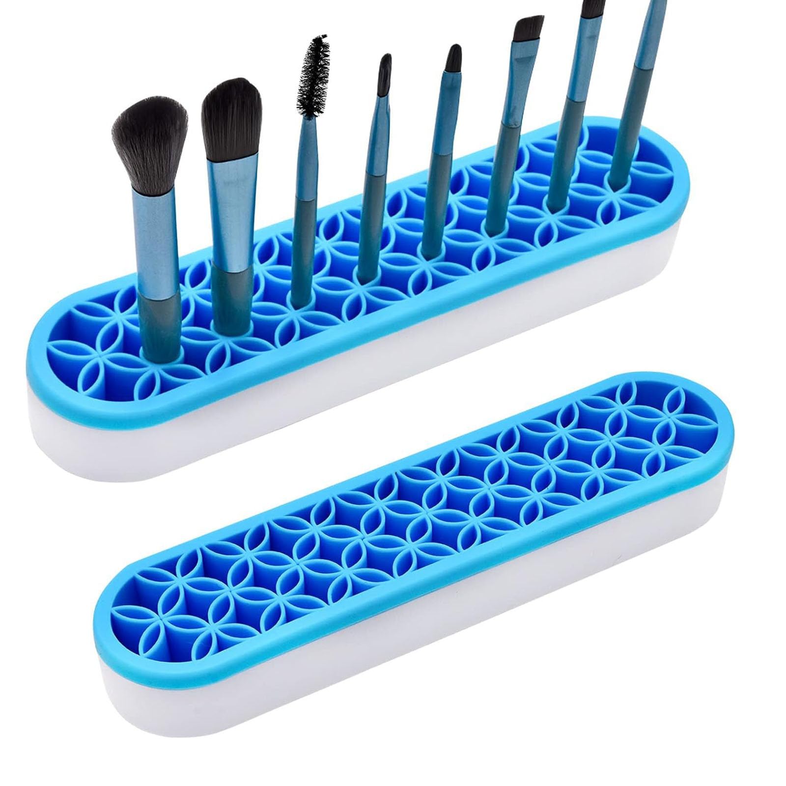 Tang Song 1 Pc Silicone Make Up Brush Holder Cosmetic Storage Box Desktop Organizers (Blue)