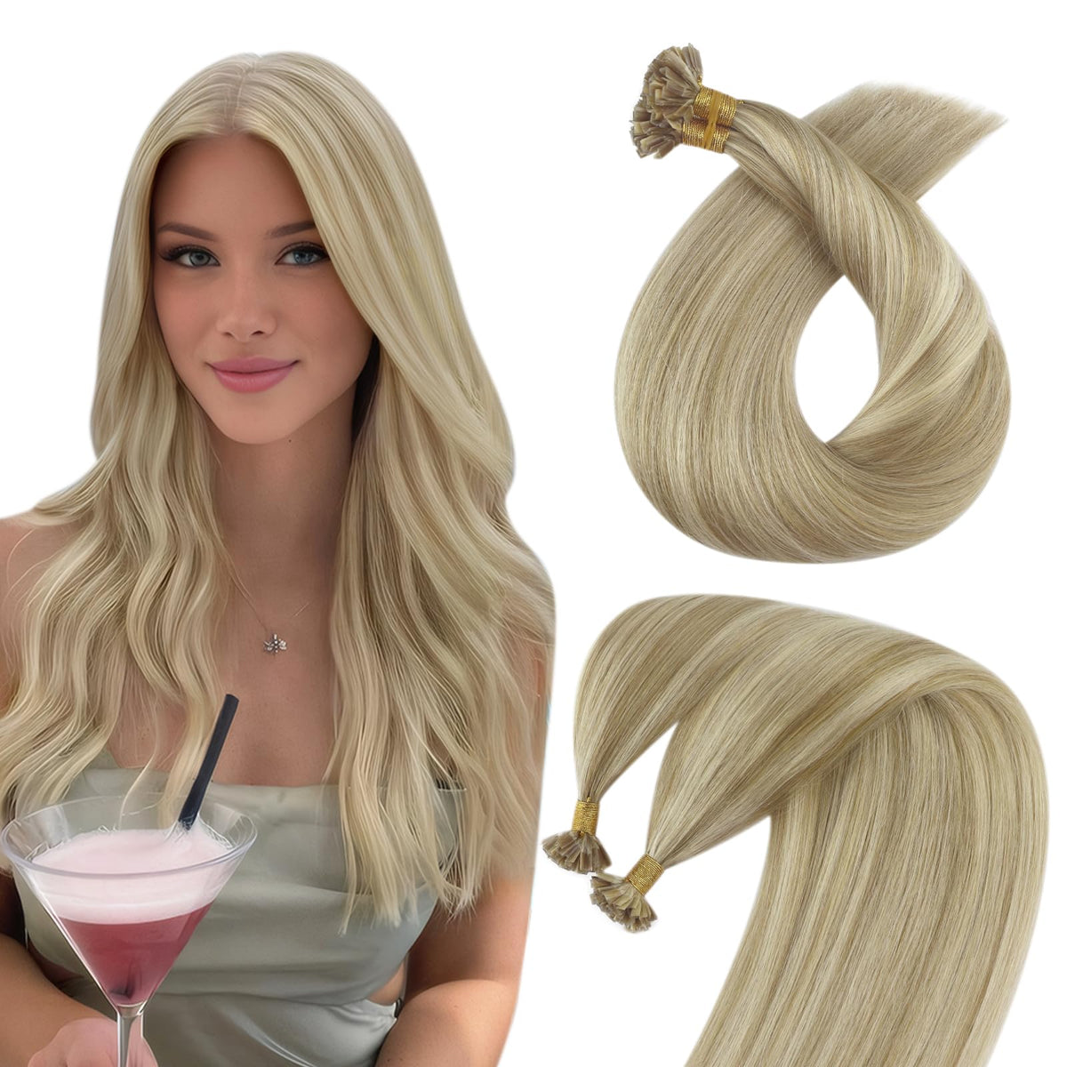 Sunny Hair K Tip Hair Extensions Blonde Ktip Hair Extensions Human Hai ...