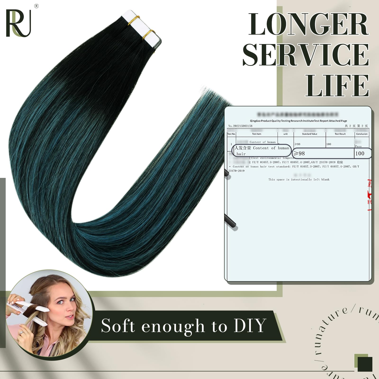 Runature Black Ombre Tape In Hair Extensions Real Human Hair Tape In Extenions Short Natural Black To Blue Tape In Human Hair Ex