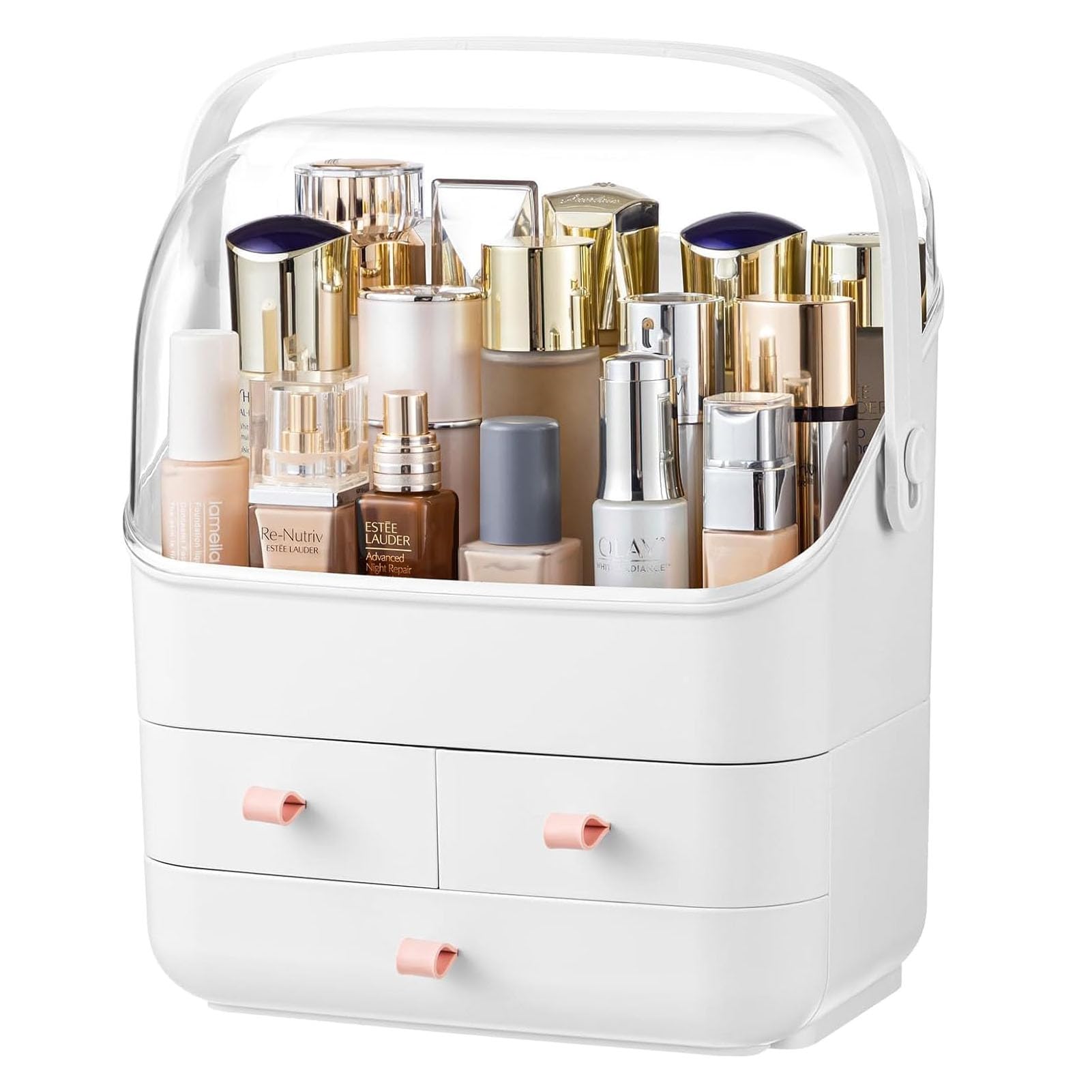 Hblife Makeup Organizer, Waterproof & Dustproof Cosmetic Storage, Fully Open Lid Makeup Display Box, Skincare Organizer For Bath