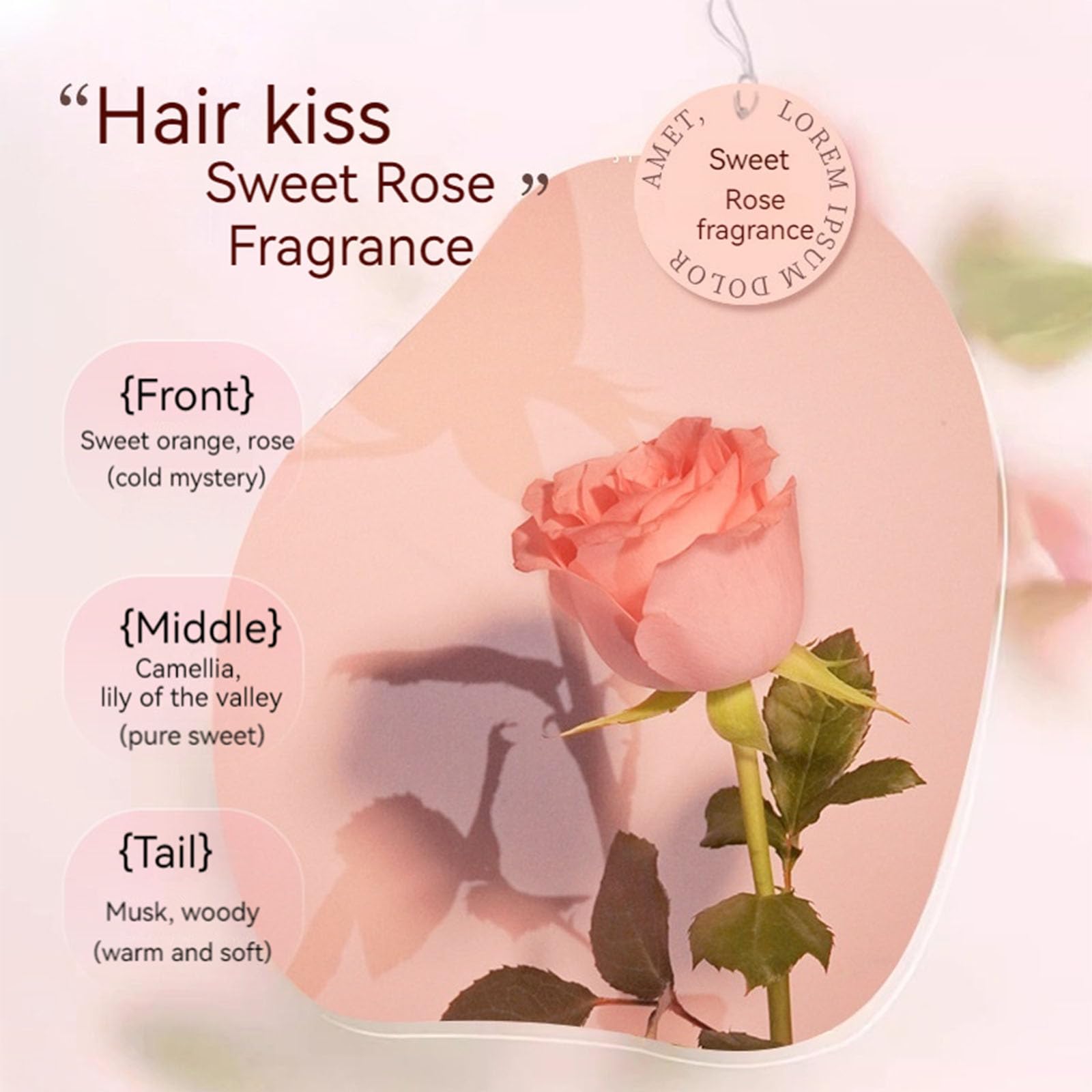 Cly Ams Rose Essential Oil For Hair,Rose-Scented Hair Care Essential Oil Makes Hair Smooth Split-Free Shiny And Not Easy To Brea
