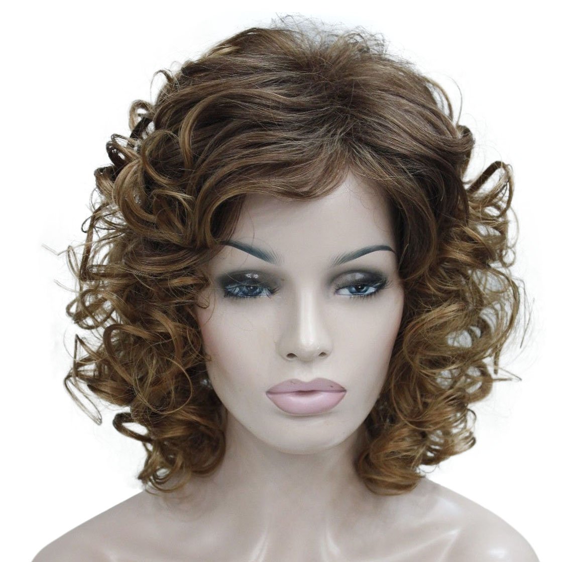Lydell Short Soft Super Curly Synthetic Wigs Layered Natural Movement Dark Auburn And Strawberry Blonde Mix