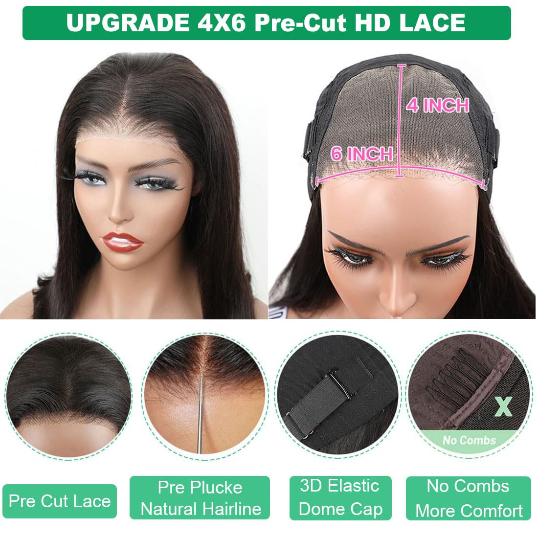 Wavymy Glueless Bob Wigs 16 Inch Wear And Go Glueless Wig 6X4 Hd Pre Plucked Pre Cut Lace Closure Wigs Human Hair For Women 180%
