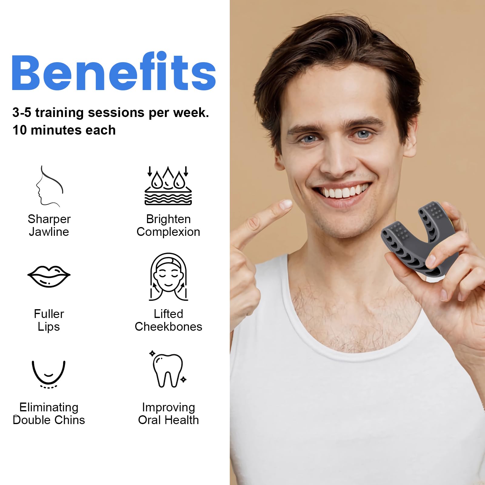 Teawoo 9Pcs Jaw Exerciser For Men & Women, 2 Model Set With 3 Resistance Levels Silicone Jaw Toner For Beginner, Intermediate &
